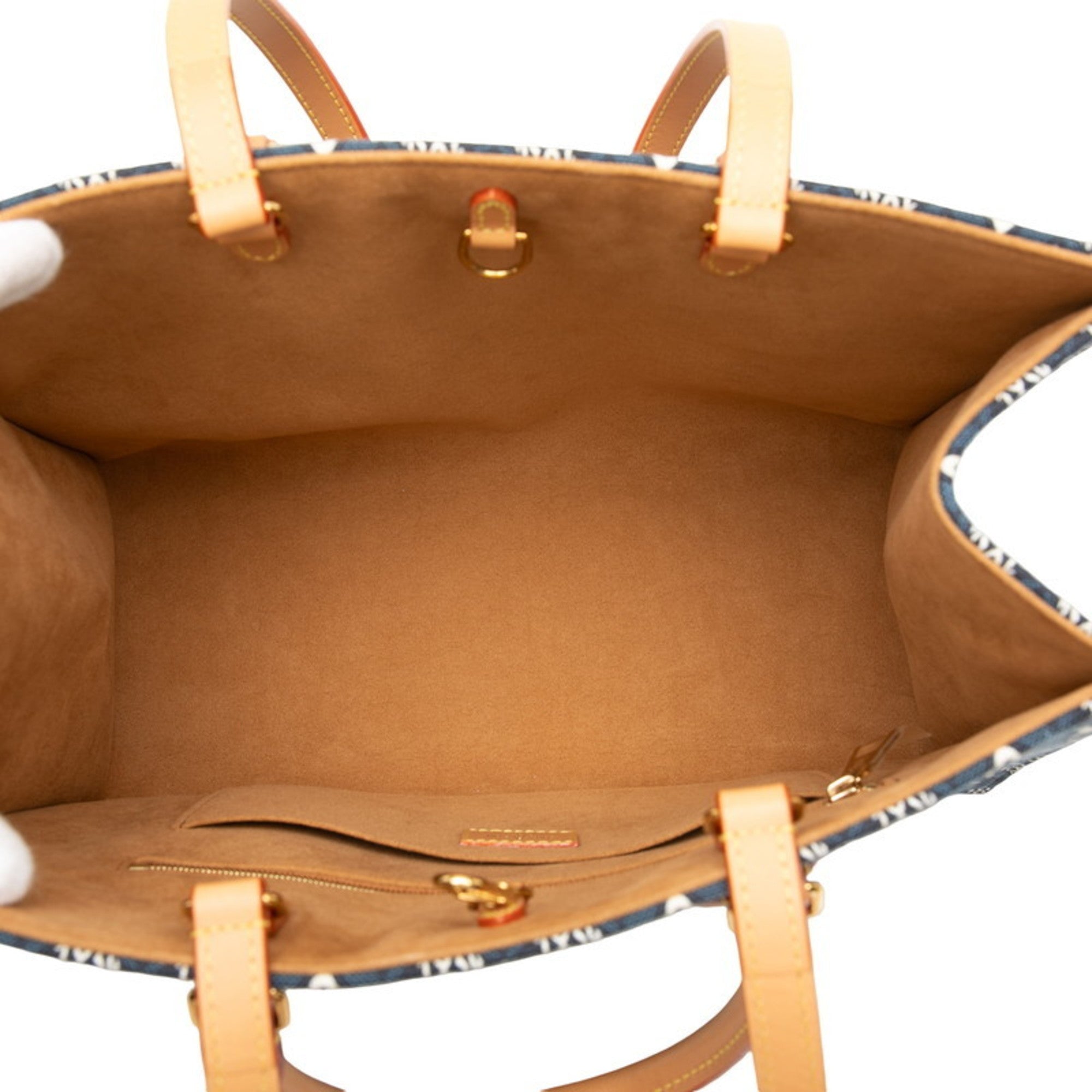 Louis Vuitton Monogram Jacquard On-the-Go MM Since 1854 Handbag Tote Bag M57396 Navy Canvas Leather Women's LOUIS VUITTON