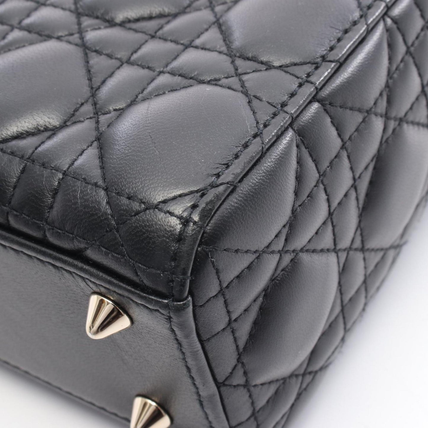 Christian Dior Dior Lady Small Cannage Handbag, Leather, Women's, Black