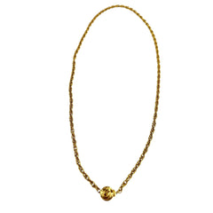 CHANEL Vintage Metal Coco Mark Twist Chain Necklace, Gold, Women's Accessory, with Box — Like New