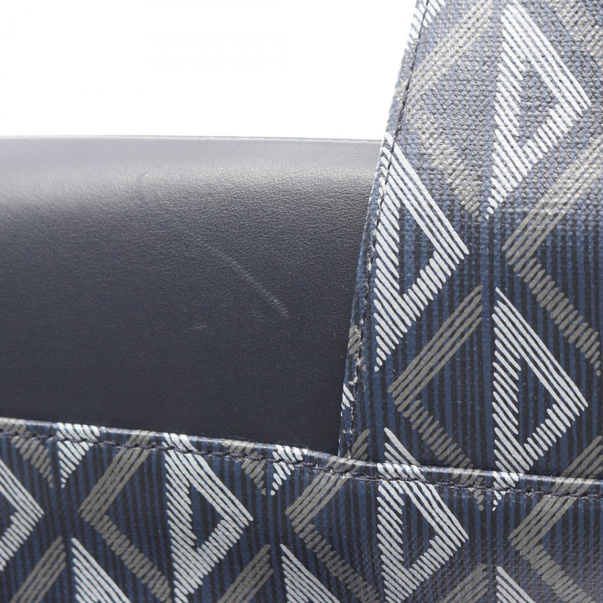 Christian Dior Dior CD Diamond Saddle Bag, Waist Body Handbag, Coated Canvas and Leather, Men's, Navy Blue, Multicolor