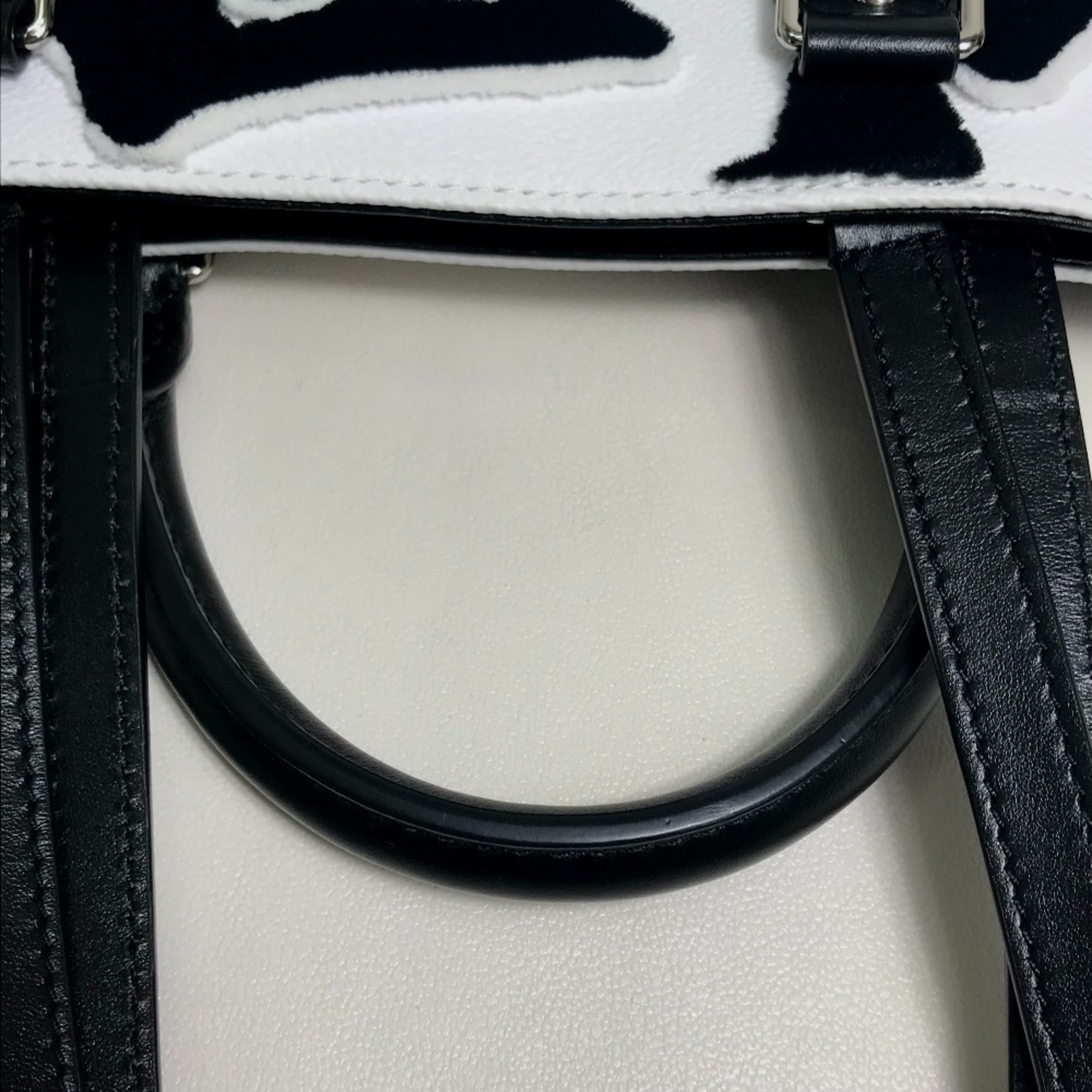 LOUIS VUITTON M45567 Tufted Monogram LVXUF Cabas Handbag/Tote Bag, Coated Canvas, Unisex, White/Black, Like New — Like New
