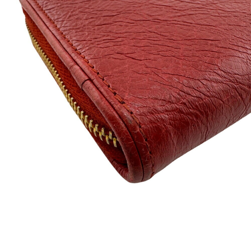 BALENCIAGA 466544 Round Long Wallet, Red, Women's