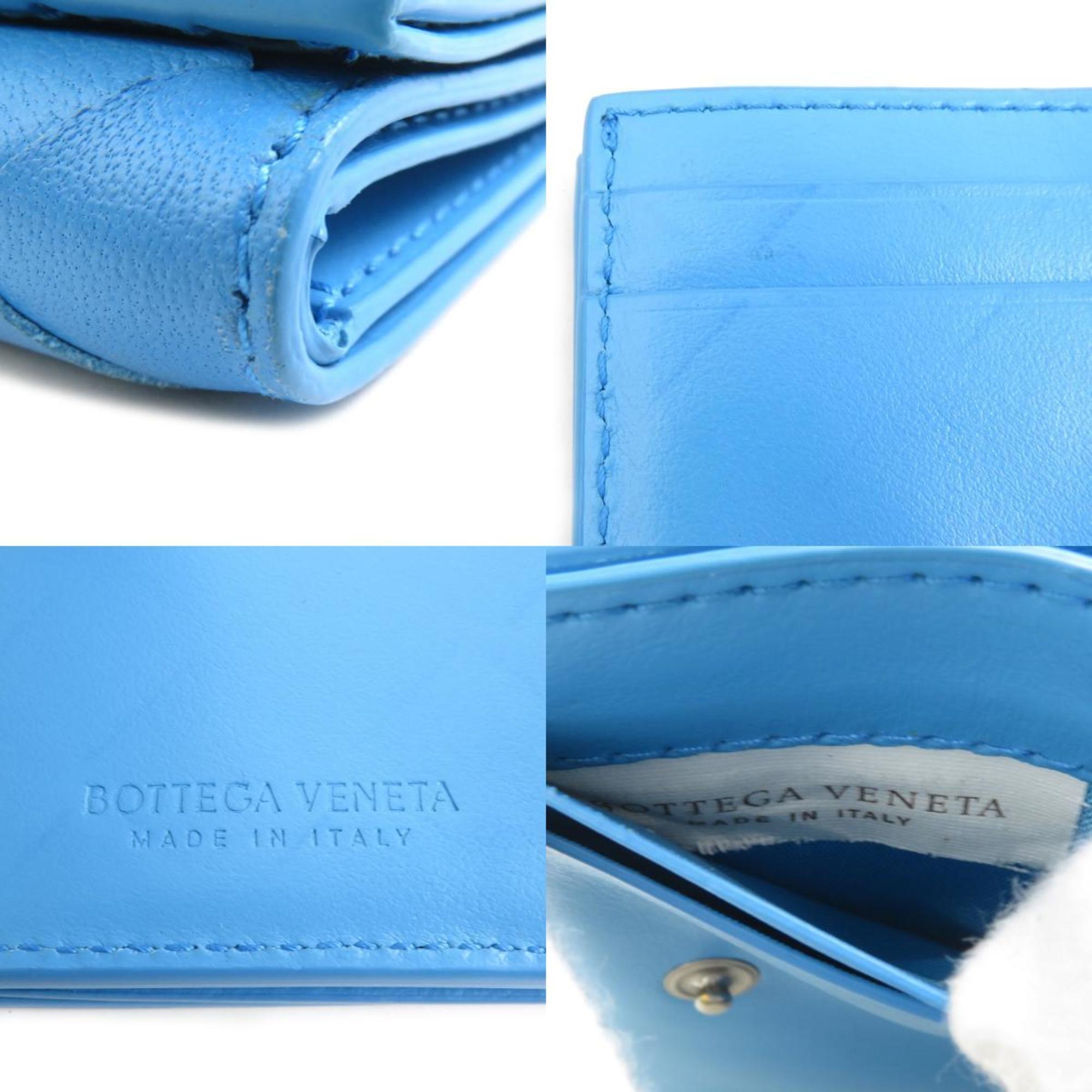 Bottega Veneta Tri-fold Wallet in Intrecciato Leather, Blue, Unisex, r10948g