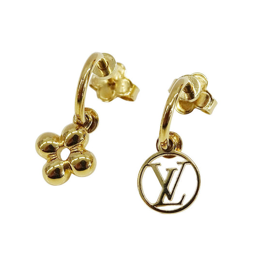 Louis Vuitton Monogram Blooming Earrings, Gold, M64859, for Women, Binaural