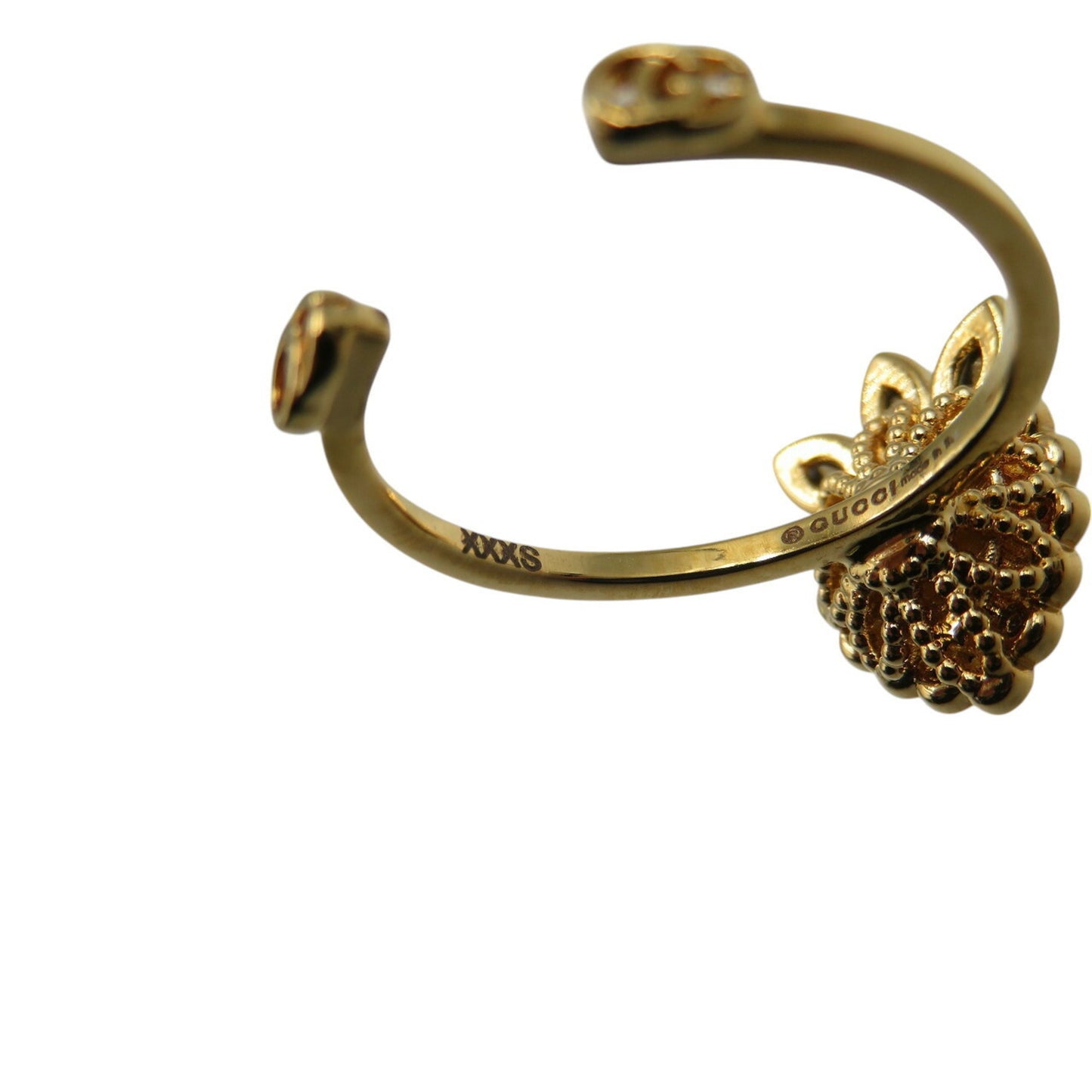 Gucci Crystal Heart 3 Row 642102 GP Gold Red Blue Ring 1210GUCCI