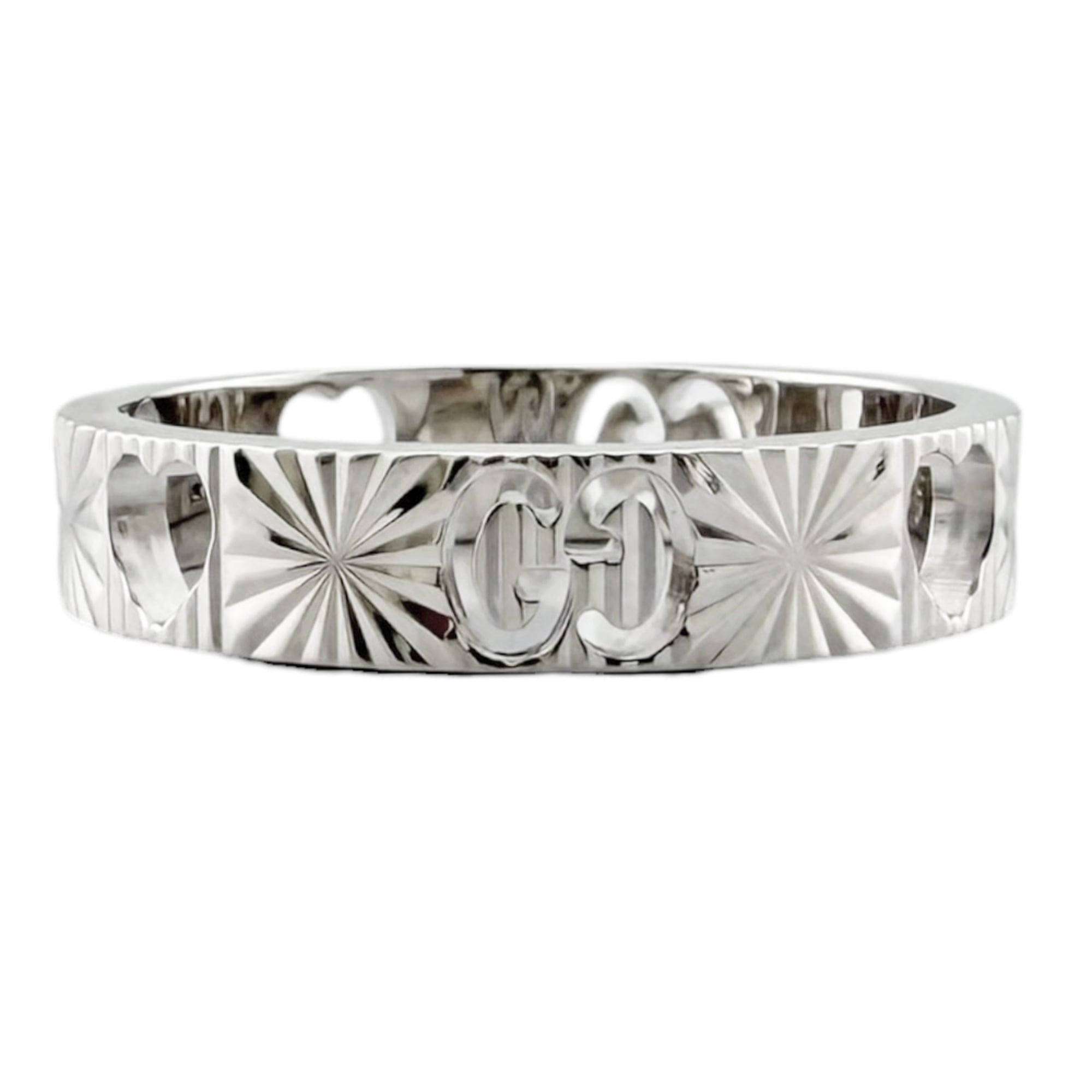 Gucci Icon Heart Ring, 18K White Gold, Women's — Like New