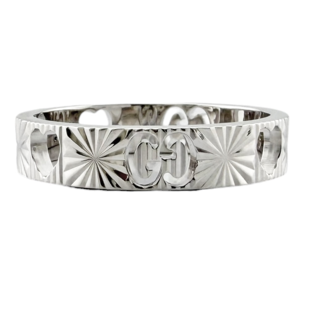 Gucci Icon Heart Ring, 18K White Gold, Women's — Like New