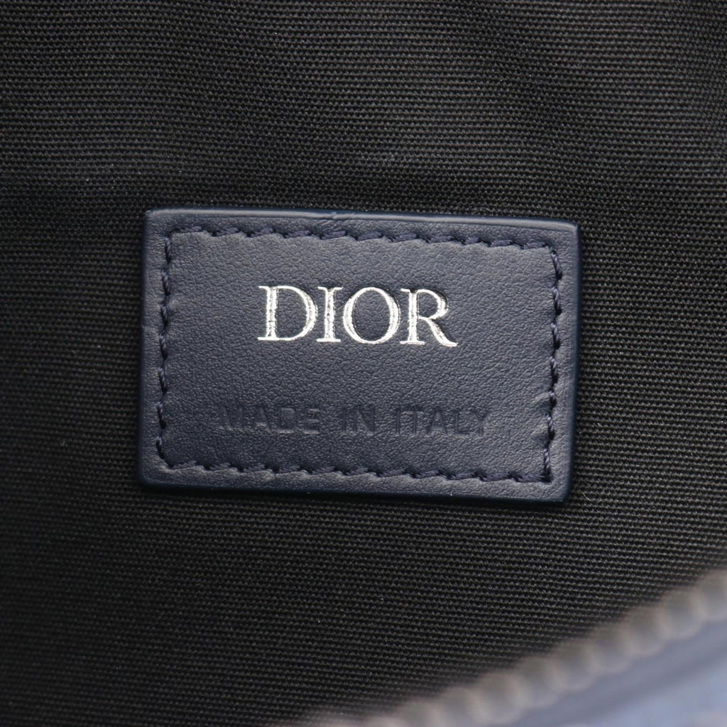 Christian Dior Dior CD Diamond Saddle Bag, Waist Body Handbag, Coated Canvas and Leather, Men's, Navy Blue, Multicolor