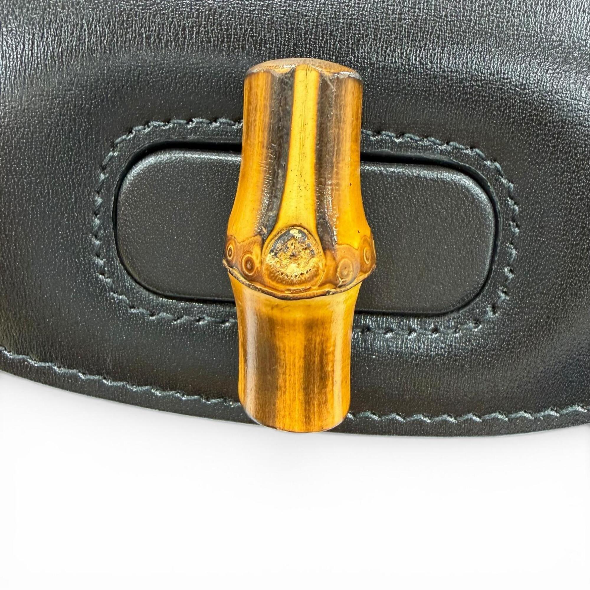 GUCCI 686864 Gucci Bamboo 1947 Mini Bag Leather 2-Way Handbag Shoulder Black Made in Italy Women's — Like New