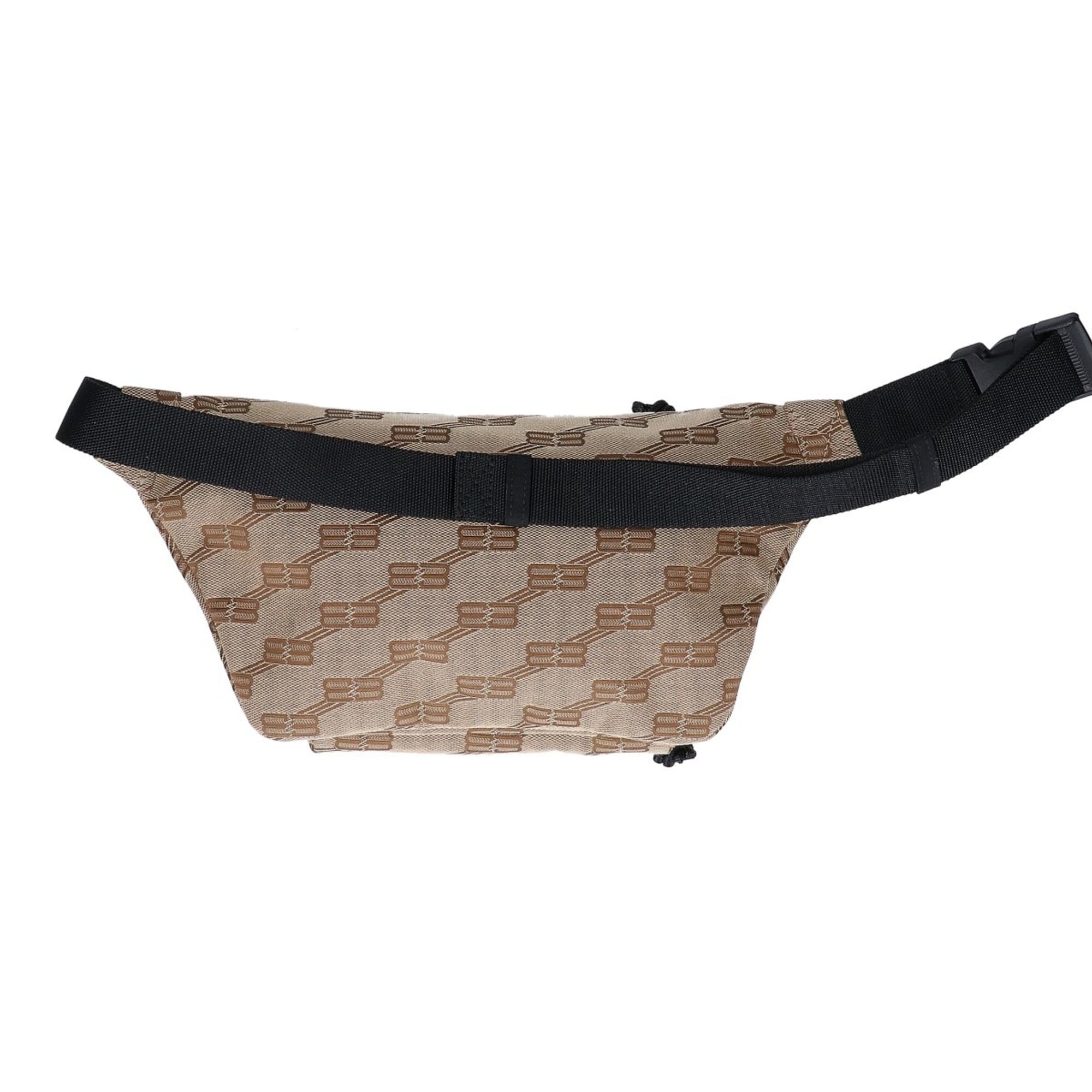 BALENCIAGA 713042 BB Monogram Jacquard Belt Bum Bag Waist Beige Men's — Like New