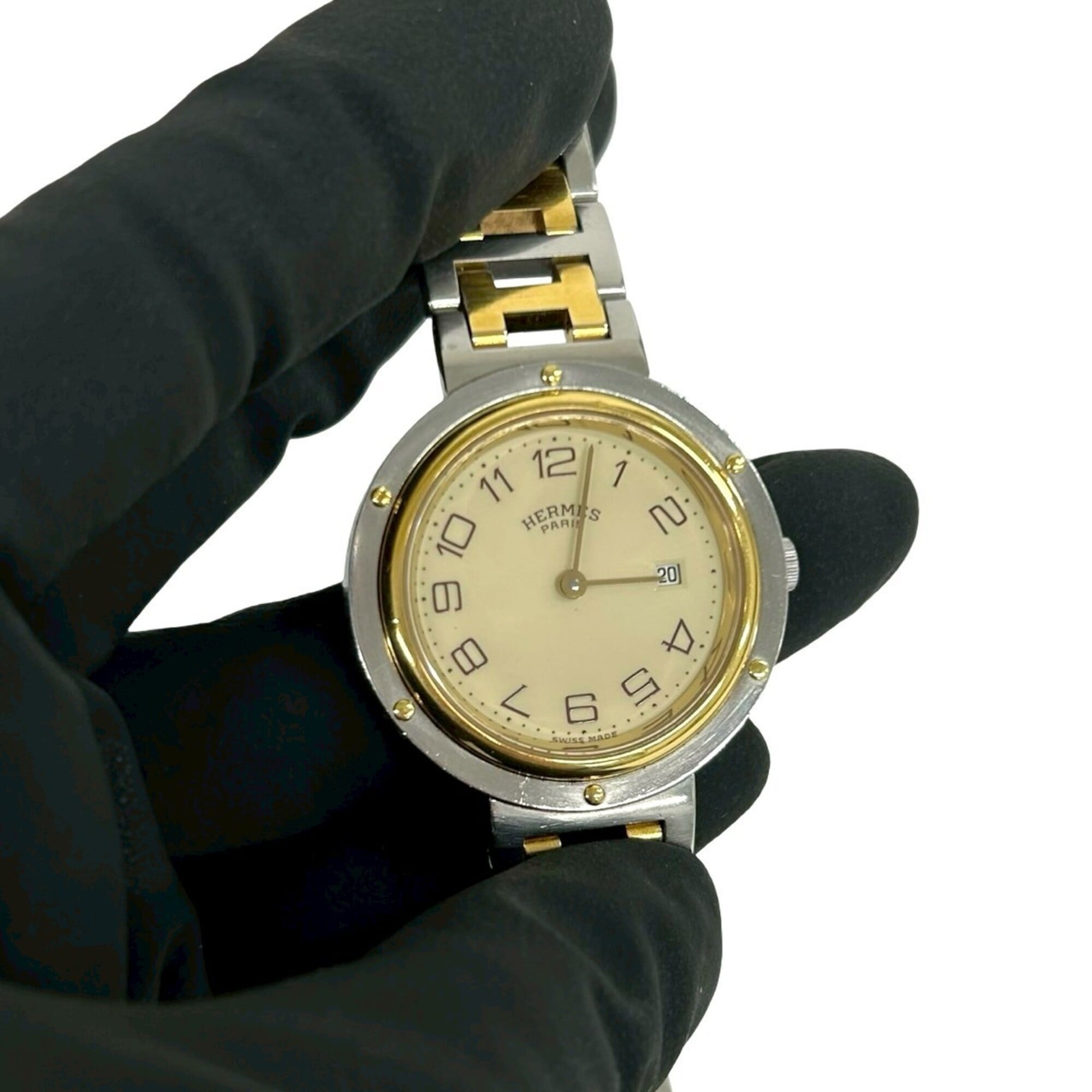 HERMES Clipper Stainless Steel GP Quartz Wristwatch, Silver, 32943 — Good