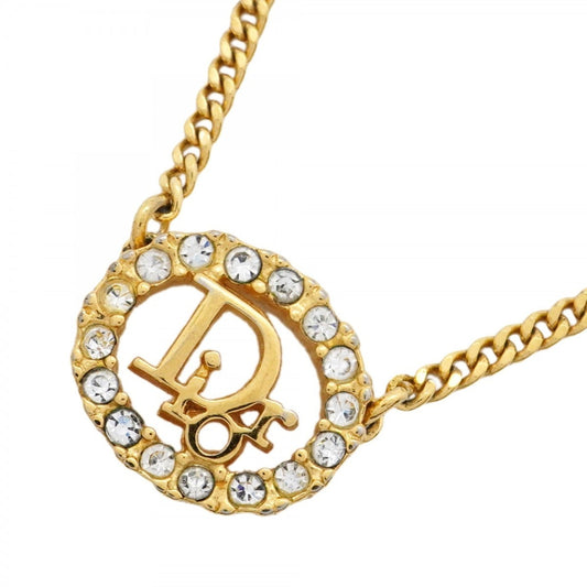 Christian Dior Oval Necklace with GP Plated Rhinestones in Gold for Women