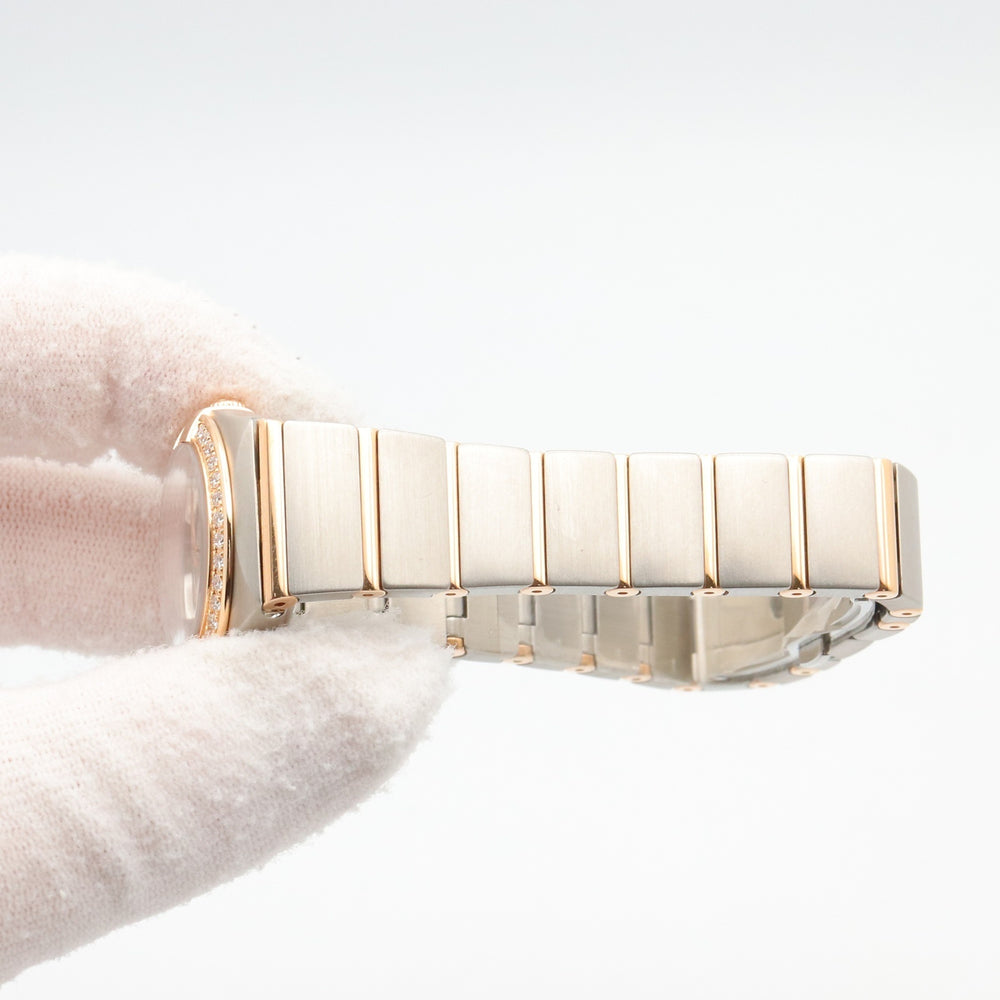 Omega Constellation Star Blue Diamond Bezel Watch, 18K Pink Gold (PG) Stainless Steel, Diamond, Ladies', White/White Mother-of-Pearl, 123.25.24.60.05.002 — Very Good