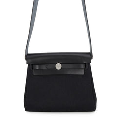 Hermes Shoulder Bag Herbag Zip Mini Black Toile H Vache Hunter G Stamp HERMES Handbag — Like New