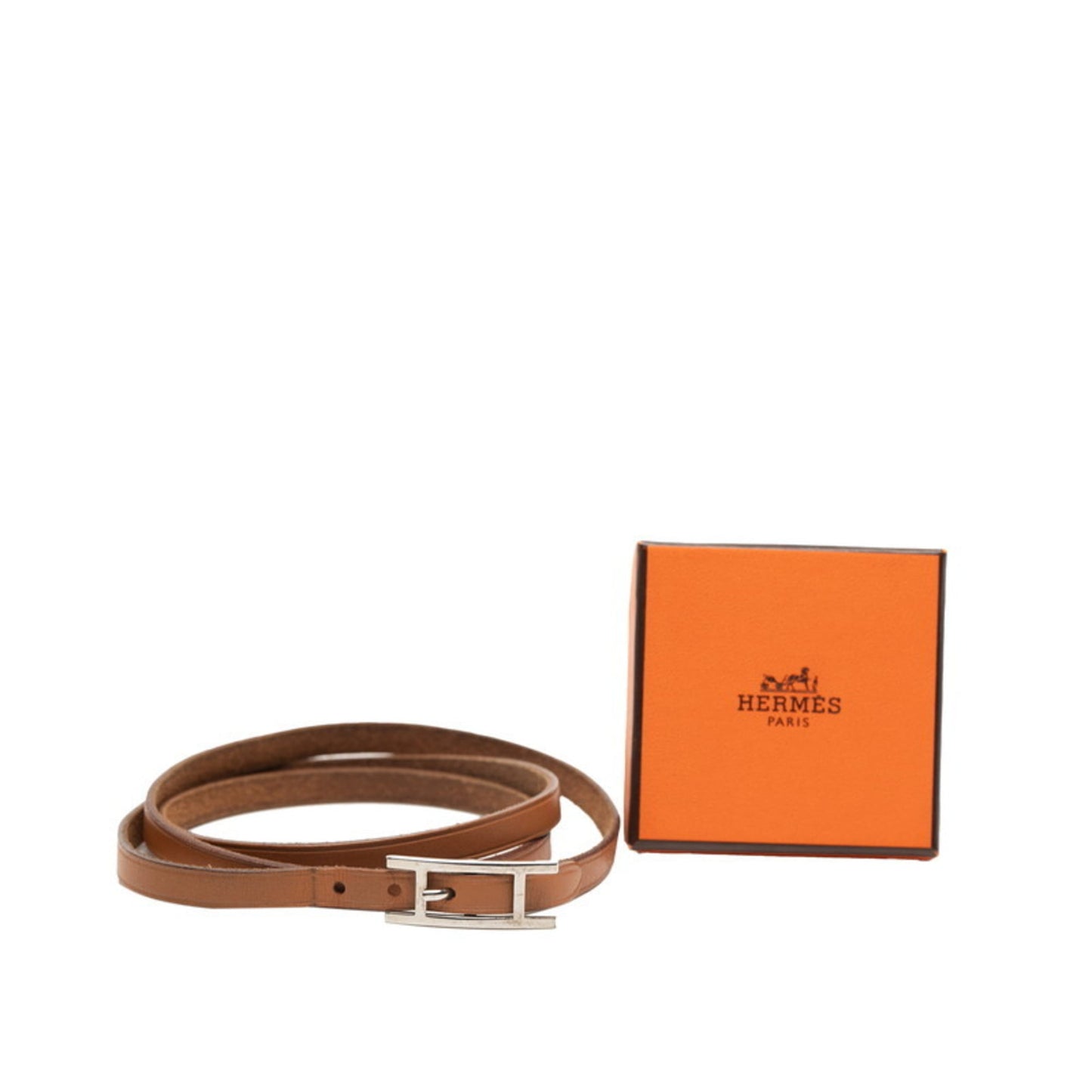 Hermes Api 3 Long Bracelet Brown Leather Women's HERMES