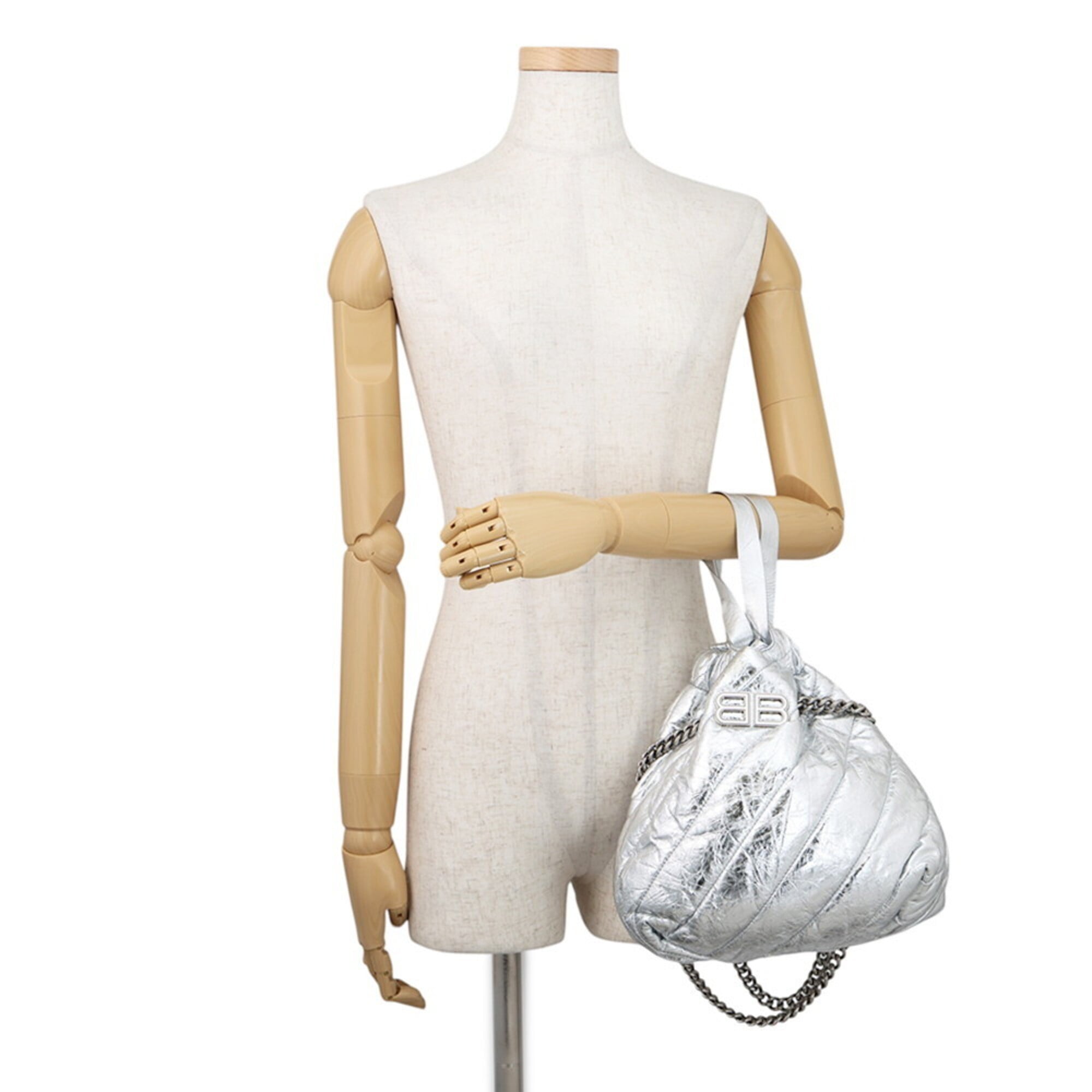 Balenciaga Shoulder Bag Crushed Chain Tote Small Leather 742942 BALENCIAGA 2-way Handbag — Like New