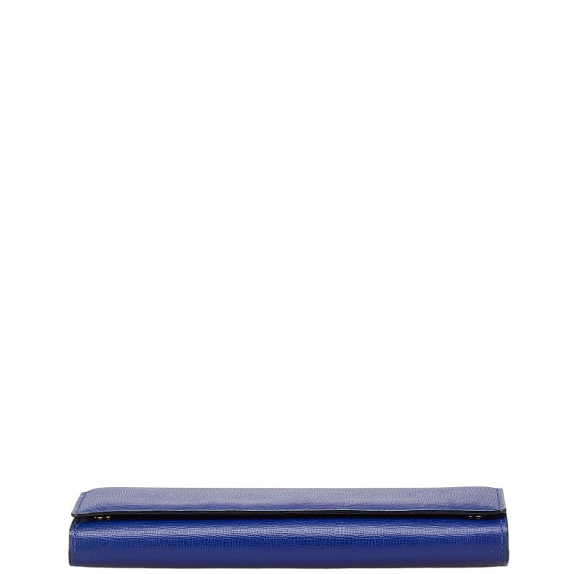 Valextra Men's Blue Leather Long Wallet