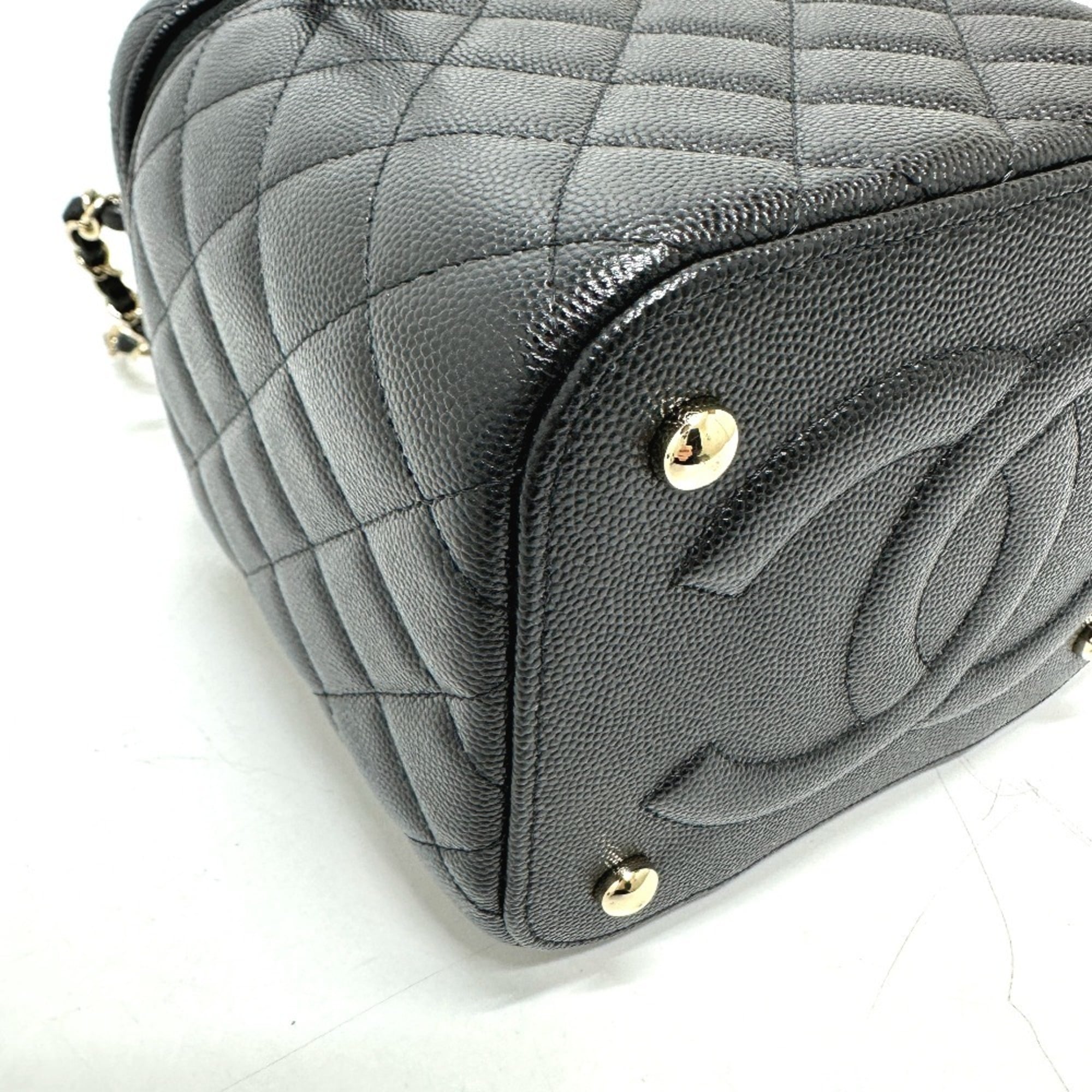 CHANEL AS2362 Coco Mark CC Matelasse Quilted Chain Bag Shoulder Handbag Vanity Caviar Skin Women's Black G-231125-90 — New - Store Return