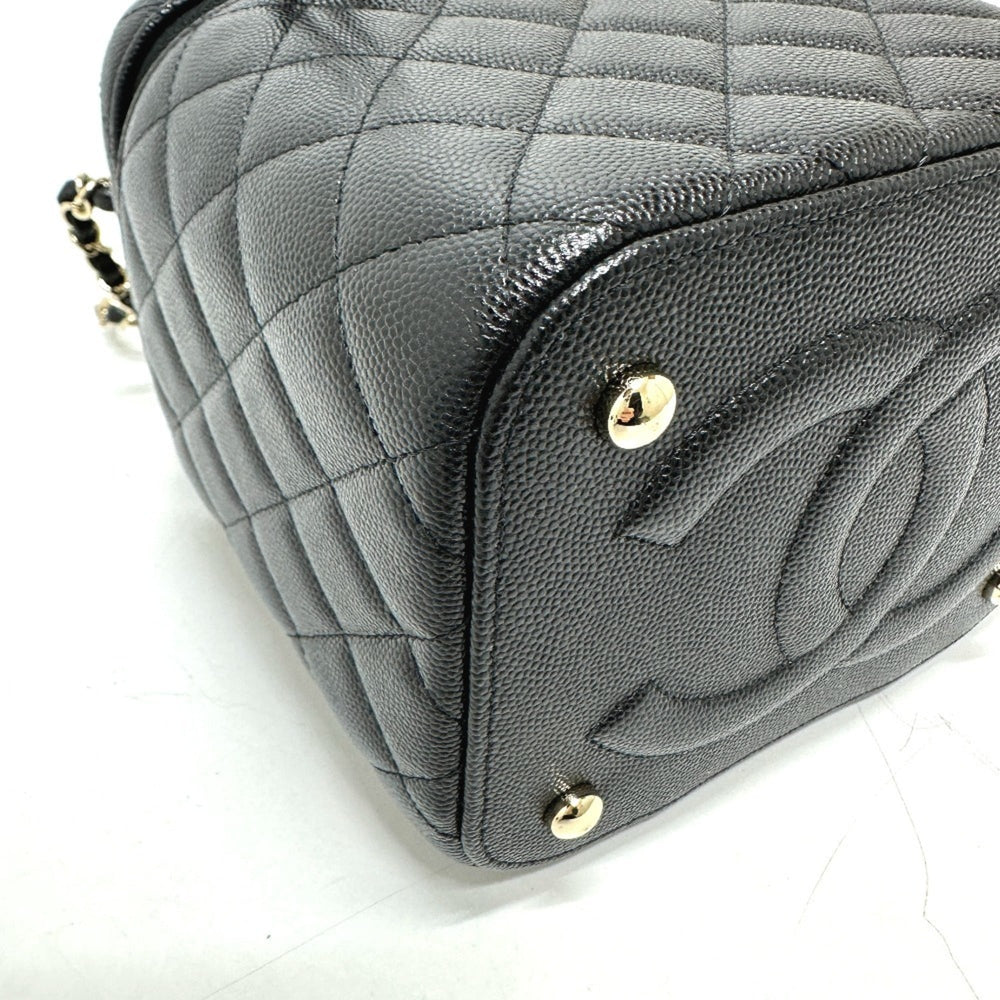 CHANEL AS2362 Coco Mark CC Matelasse Quilted Chain Bag Shoulder Handbag Vanity Caviar Skin Women's Black G-231125-90 — New - Store Return