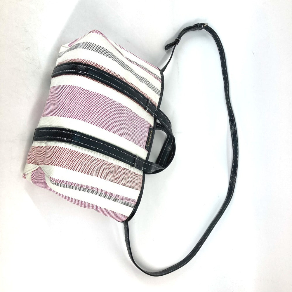 Balenciaga 671404 stripe 2WAY Shoulder Bag Crossbody Tote Bag Hand Bag pink Black x White — Like New