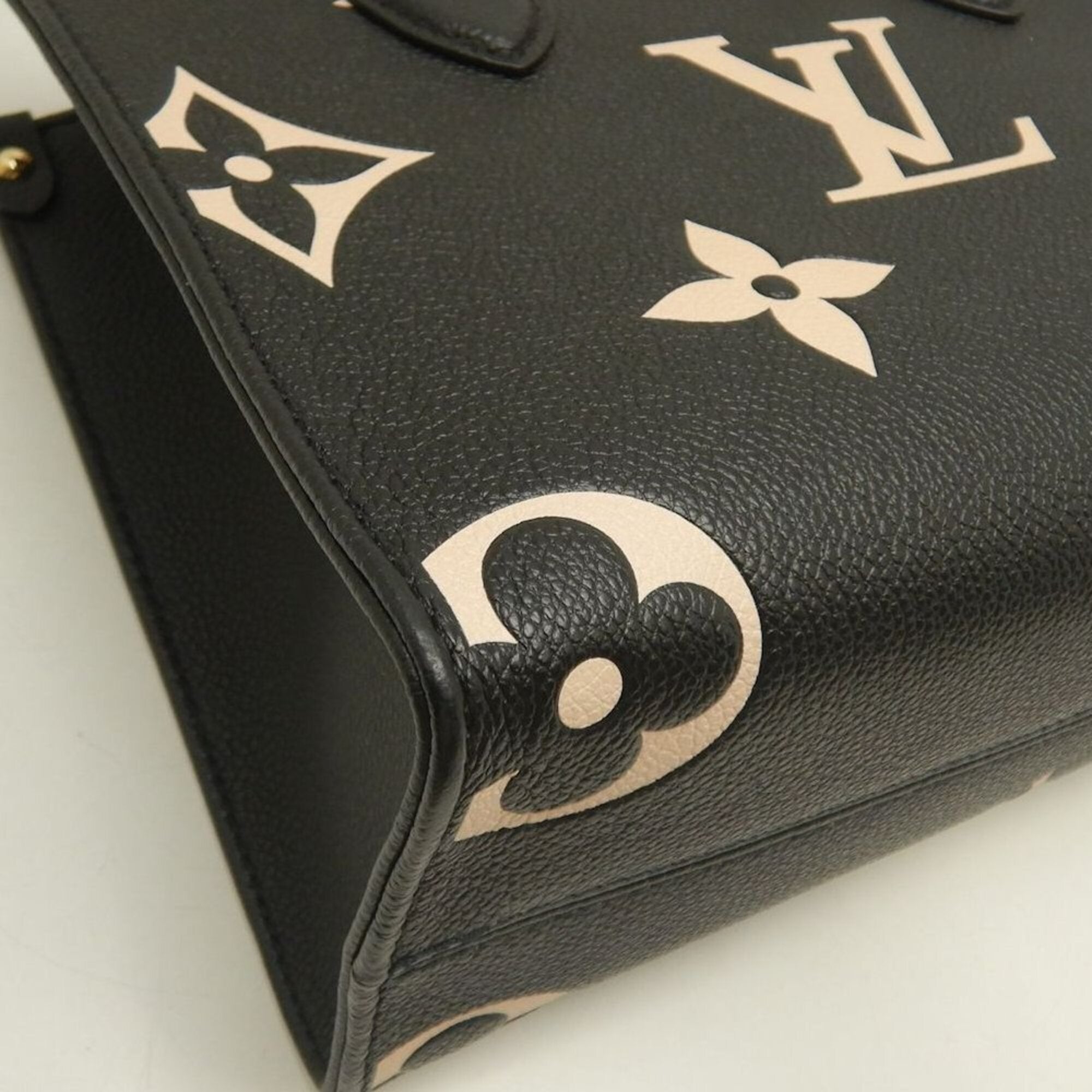 LOUIS VUITTON Louis Vuitton Bicolor Monogram OnTheGo PM M45659 Handbag Black Empreinte Beige Women's 253836 — Like New