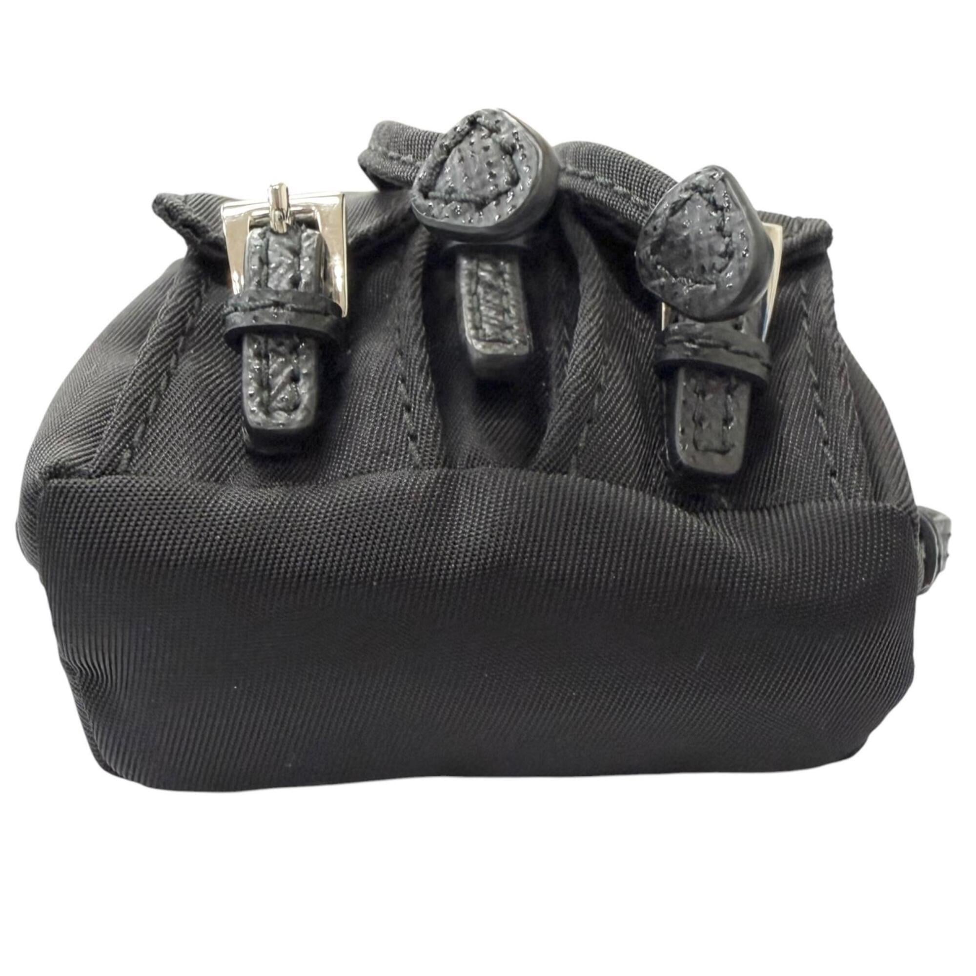 PRADA 2TT205 Triangle Logo Backpack Motif Bag Charm Strap, Black, Made in Italy, Men's, with Box — Like New