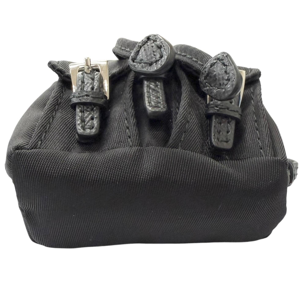 PRADA 2TT205 Triangle Logo Backpack Motif Bag Charm Strap, Black, Made in Italy, Men's, with Box — Like New