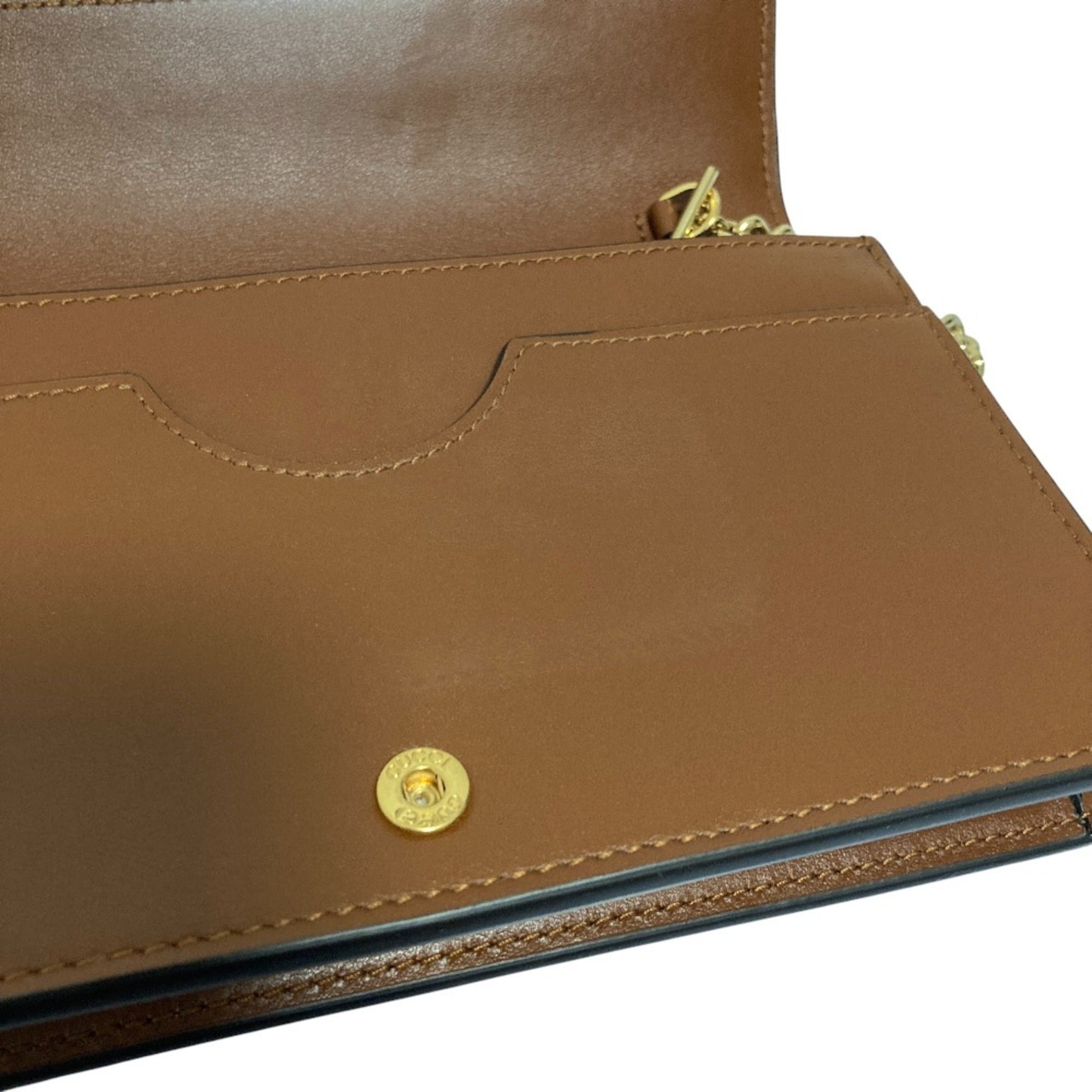 GUCCI GG Matelasse Leather Wallet, Chain Shoulder Bag, 723787, Brown, Women's — Like New