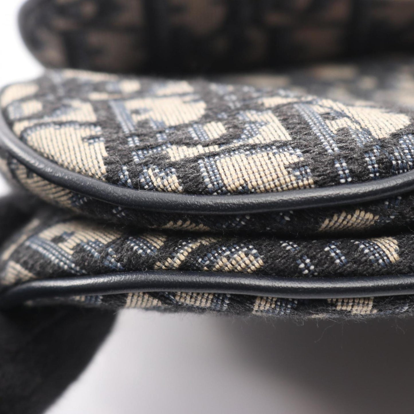 Christian Dior Dior Saddlebag Mini Oblique Jacquard Handbag Canvas Leather Women's Bag Beige Black Navy
