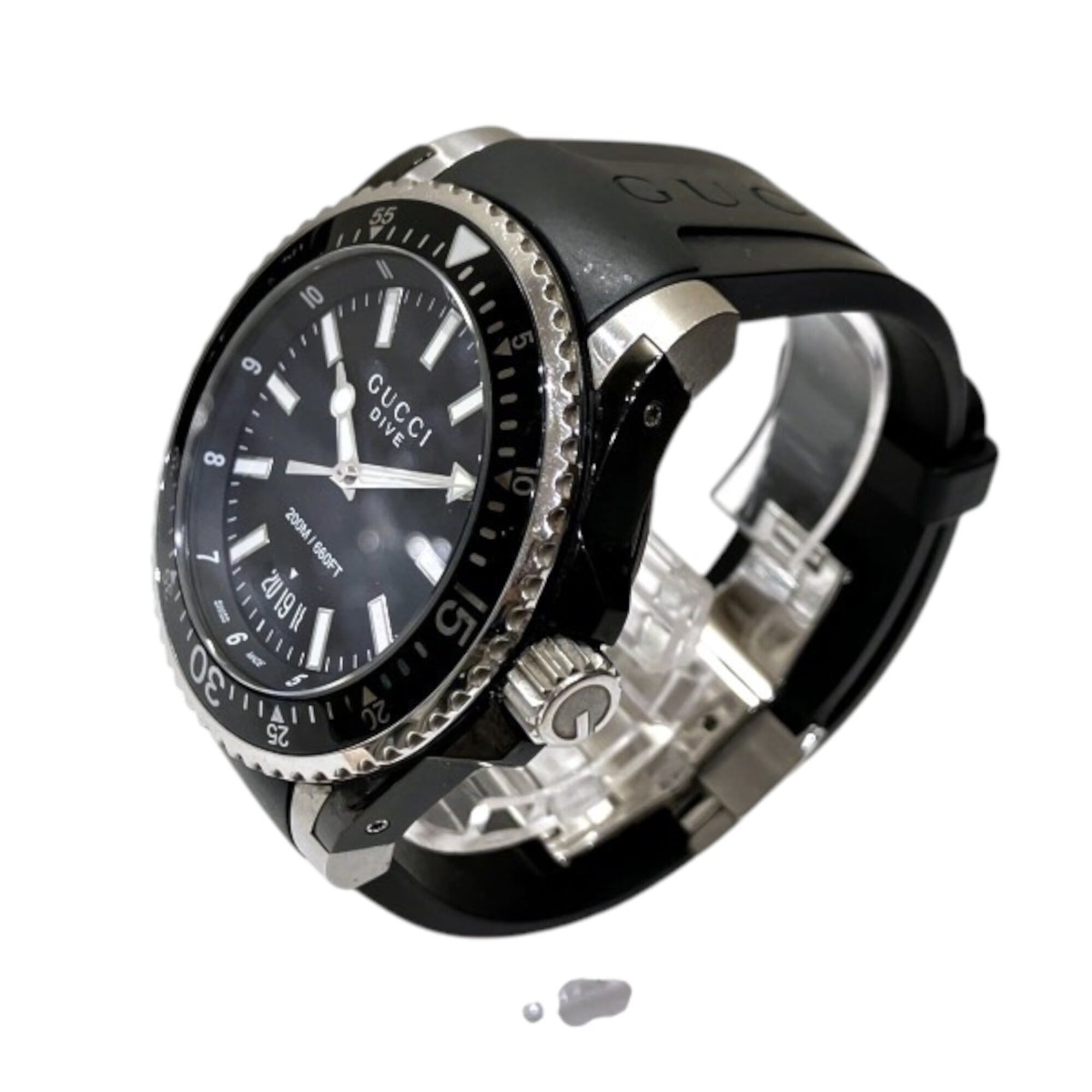 Gucci GUCCI watch, total weight 138.6g, stainless steel, rubber strap, quartz movement, black dial, 136.2 YA136204B — Good