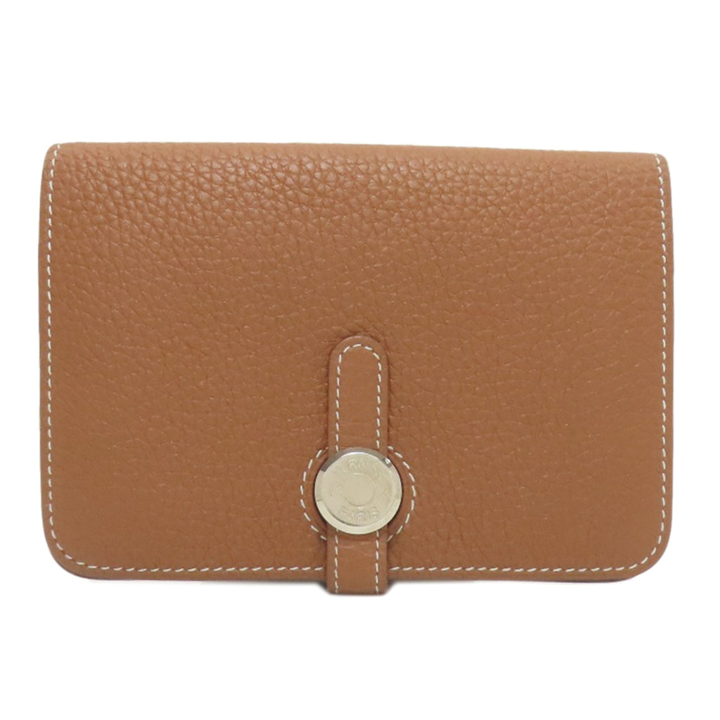 Hermès Dogon Compact Gold with Silver Hardware, Coin Case, Taurillon, Women's, HERMES