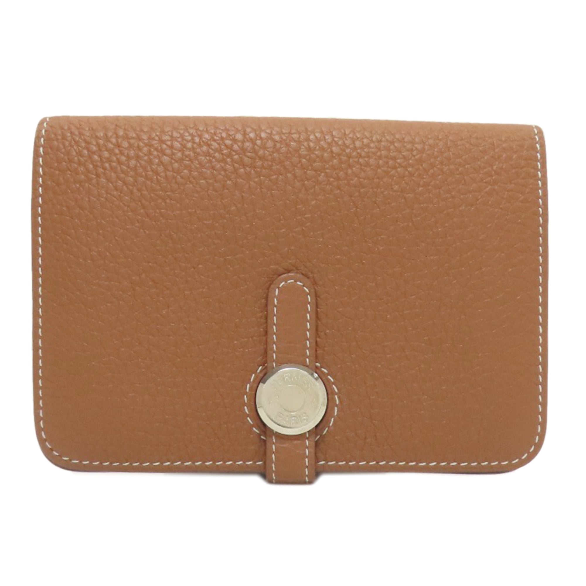 Hermès Dogon Compact Gold with Silver Hardware, Coin Case, Taurillon, Women's, HERMES