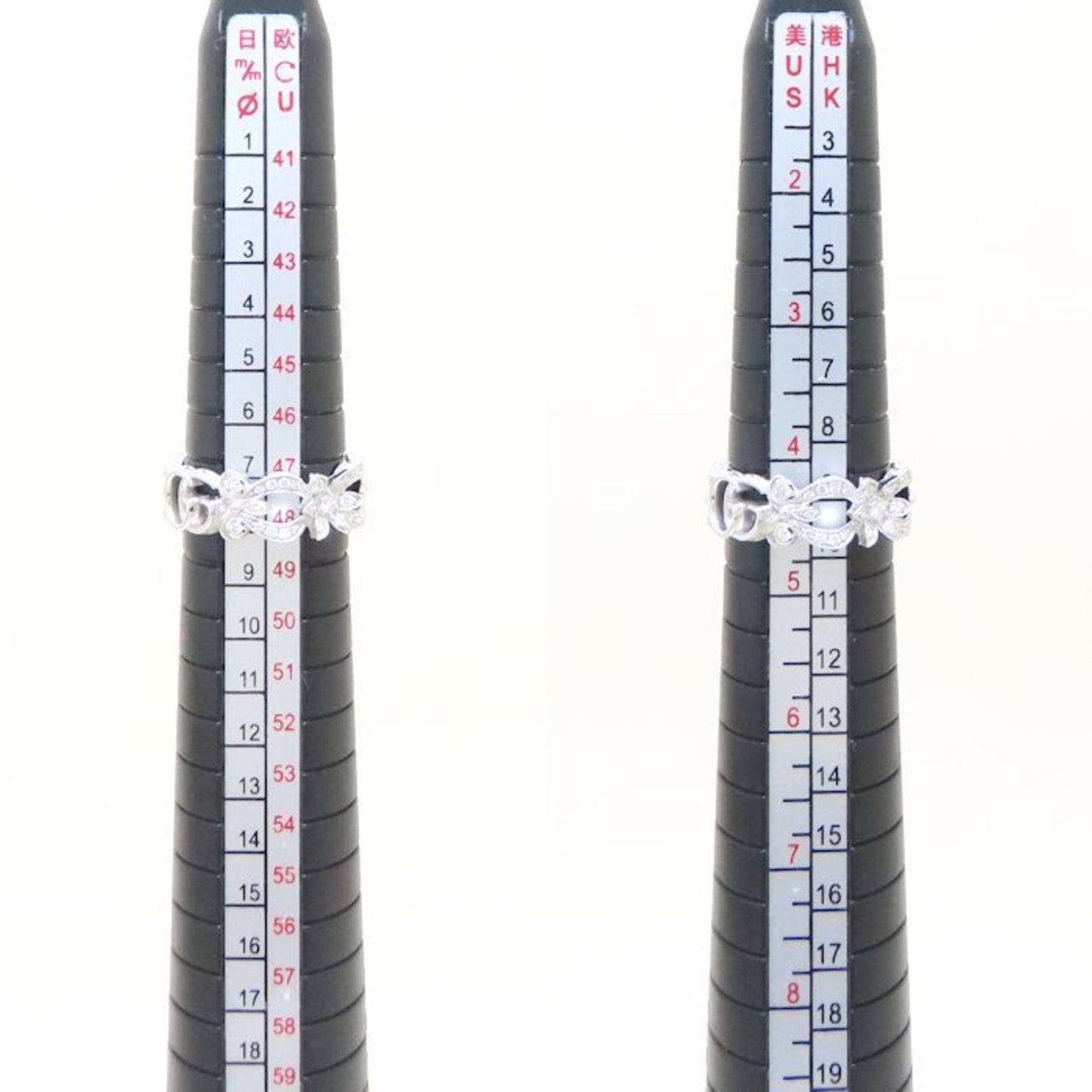 GUCCI Flora Ring, Diamond, #8, Flower Motif, 18K White Gold, Women's, 294308