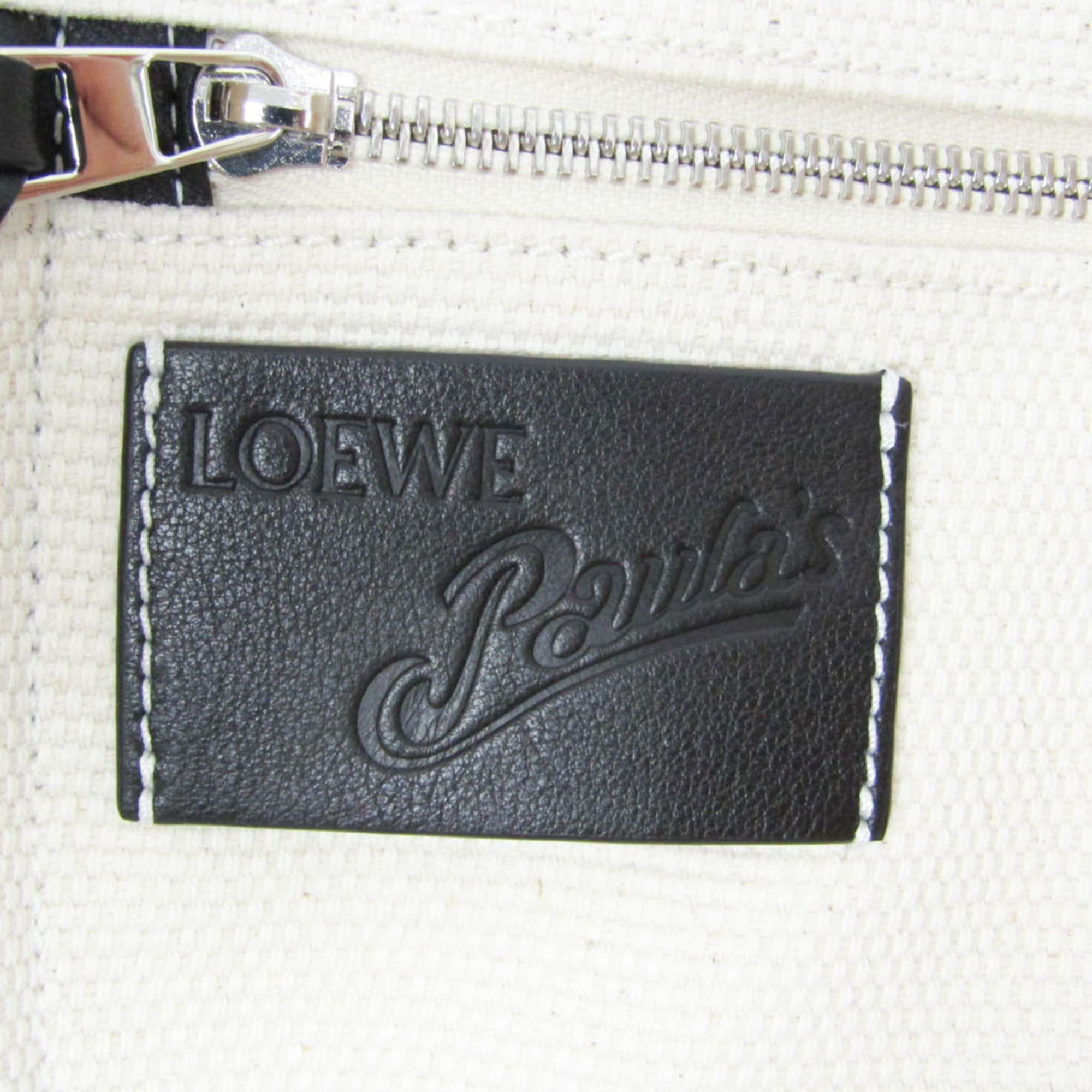 Loewe Paula's Ibiza Women,Men Canvas,Leather Tote Bag Black,Off-white — Like New
