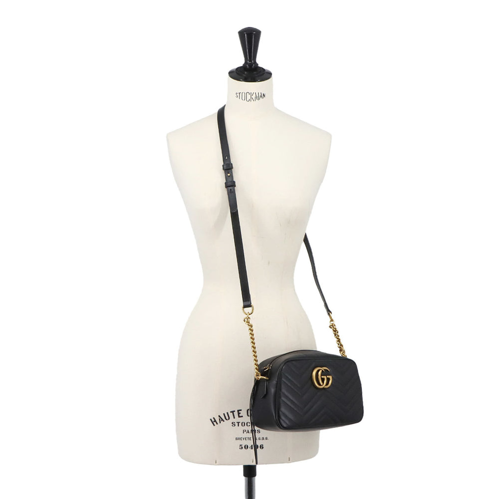 Gucci GG Marmont Chain Shoulder Handbag, Leather, Black, 447632 Bag — New - Store Return