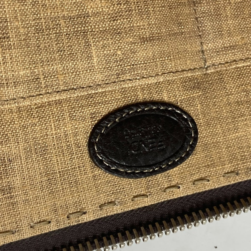 FENDI Selleria L-shaped clutch bag in leather for men, dark brown