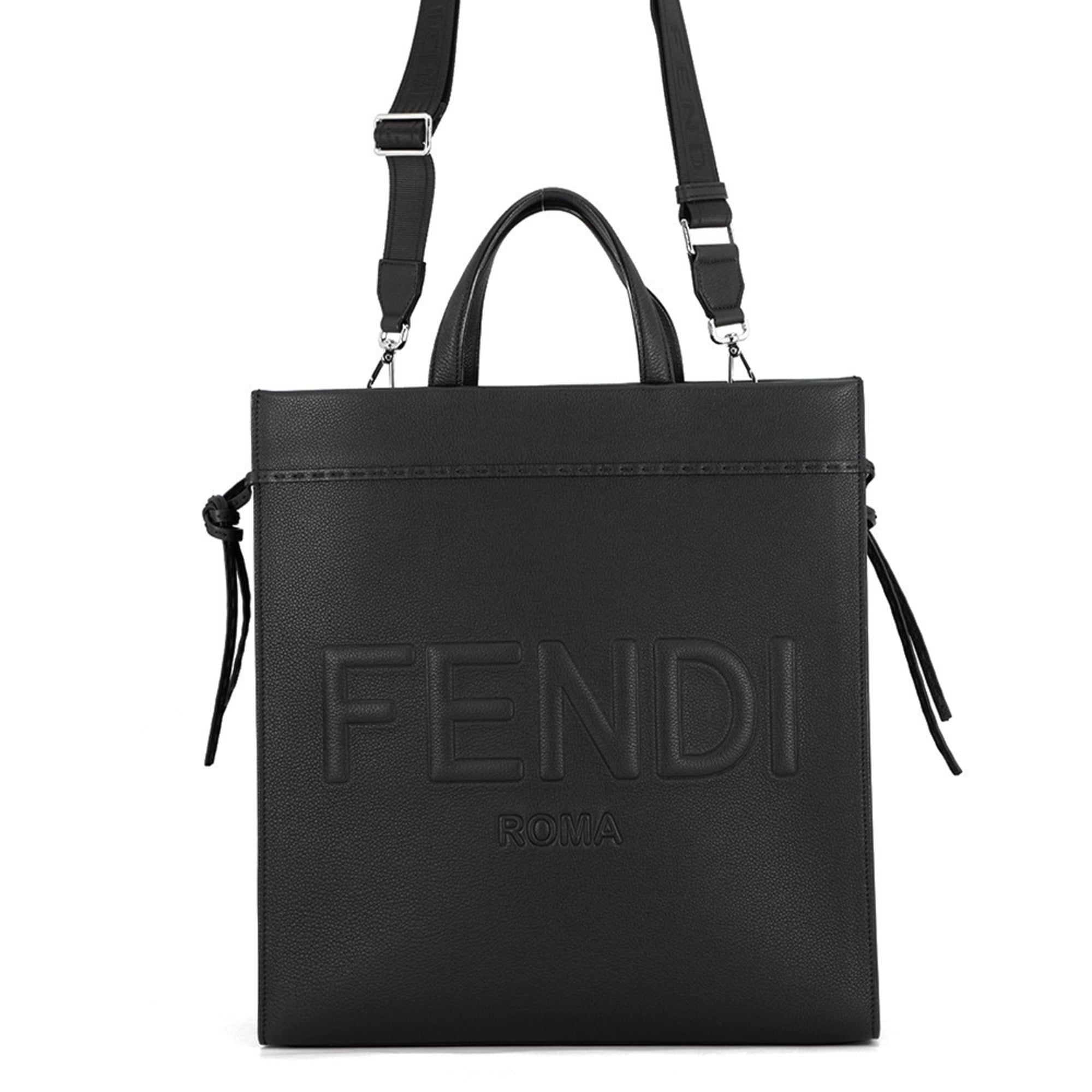 Fendi Go To Shopper Leather Tote Bag, Medium, 7VA583, FENDI 2-way Shoulder Black