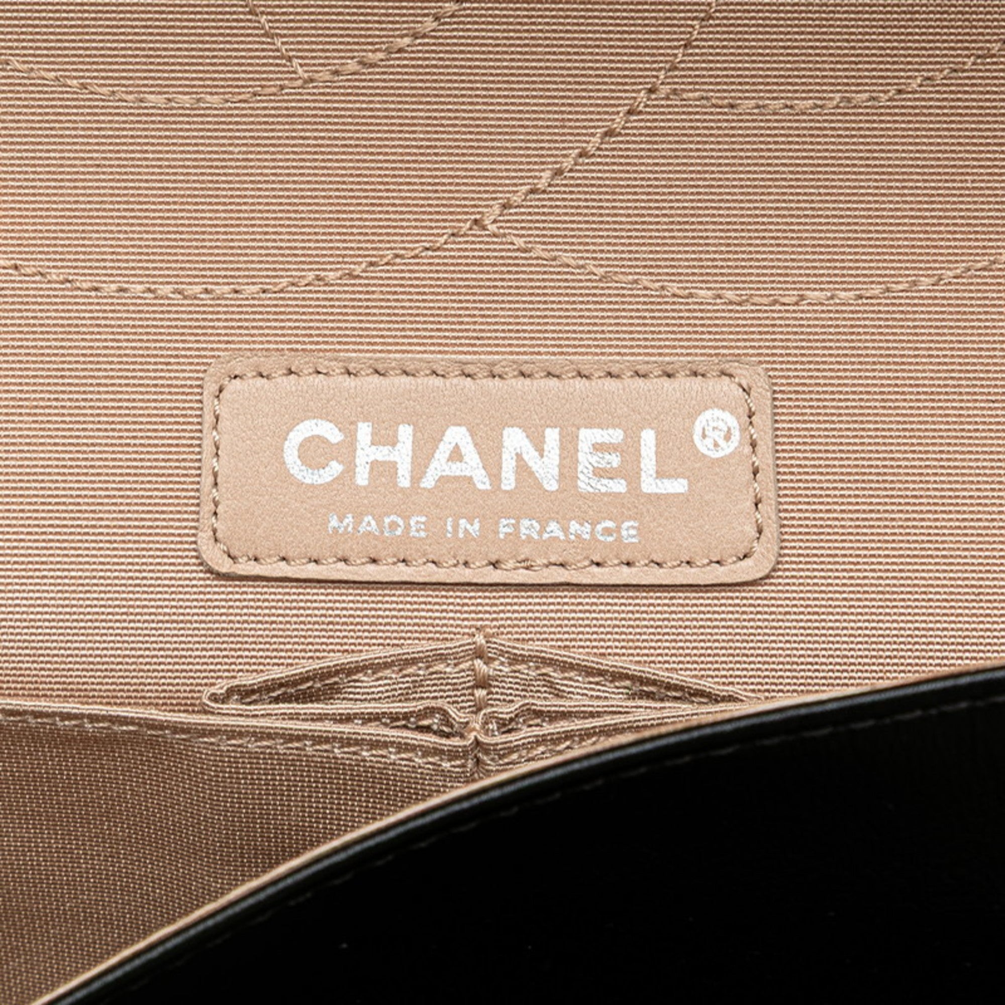 CHANEL 2.55 Unlimited Double Flap Chain Shoulder Bag Handbag Black Leather Women's