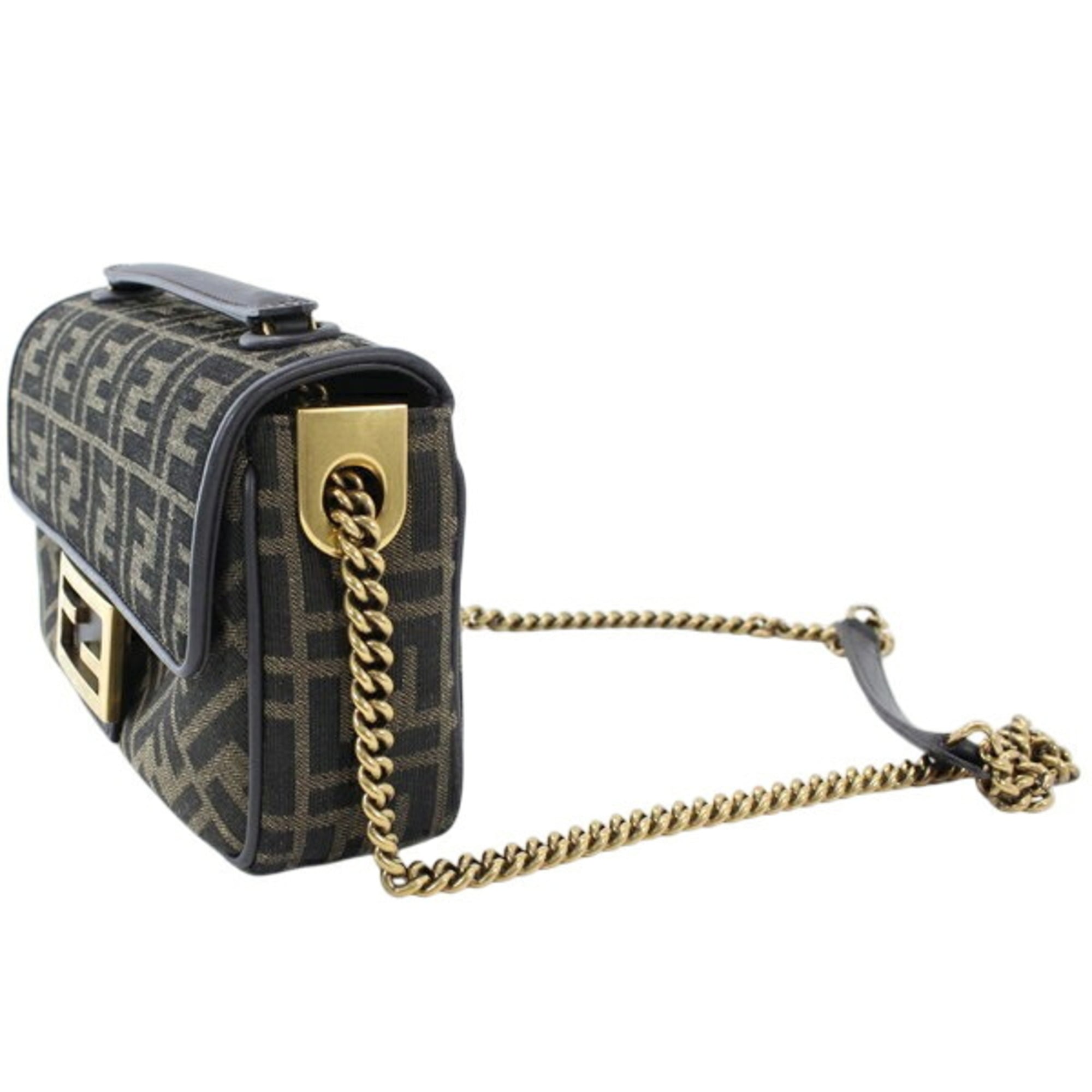 FENDI Zucca Baguette Chain Medium Shoulder Bag, Nylon Jacquard x Leather, Women's, 8BR793 AKBZ F1EM3 KM3158 — New - Store Return