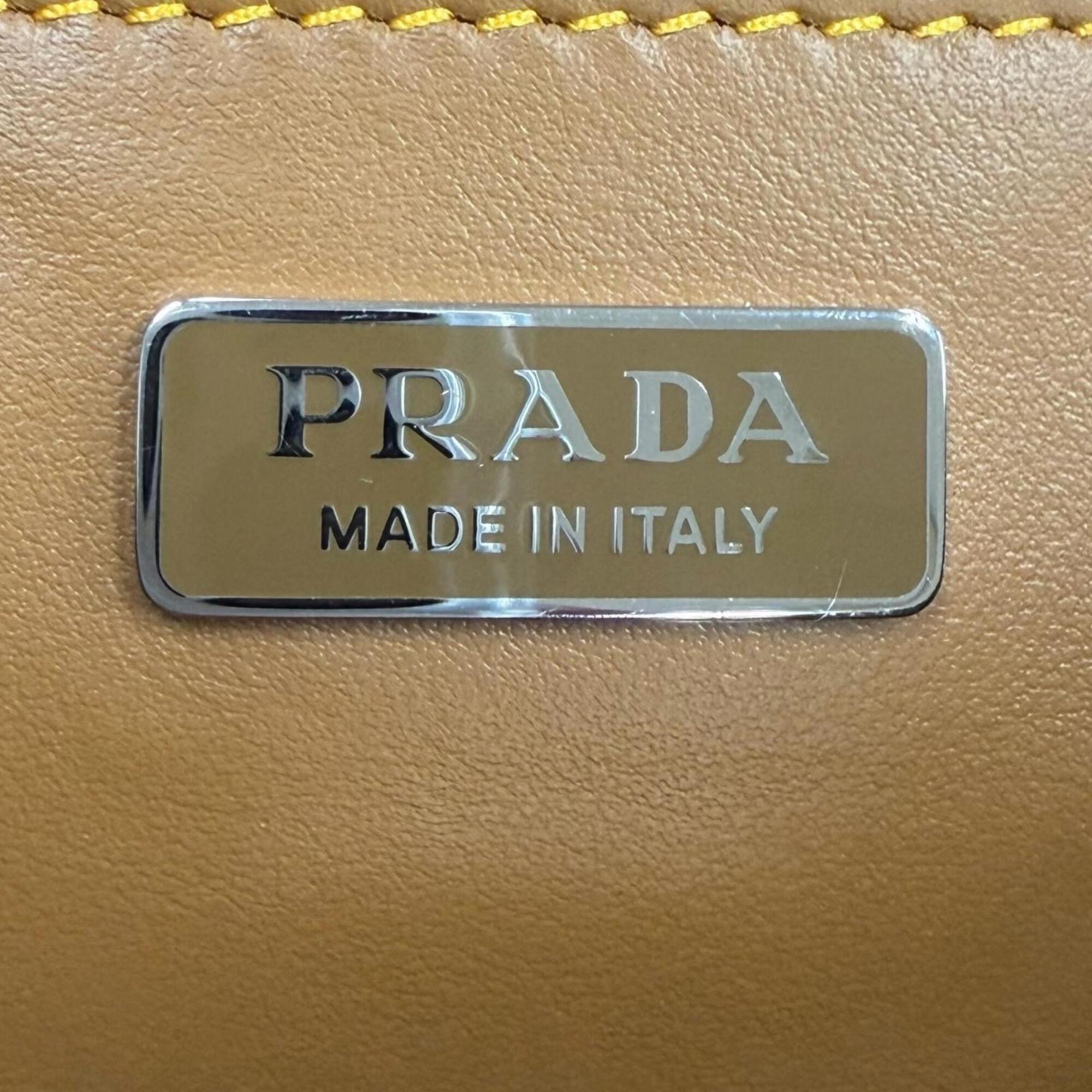 PRADA 2VH172 Nylon Leather Triangle Logo Plate Re-Nylon Shoulder Bag with Pouch Brown Made in Italy Men's — Like New