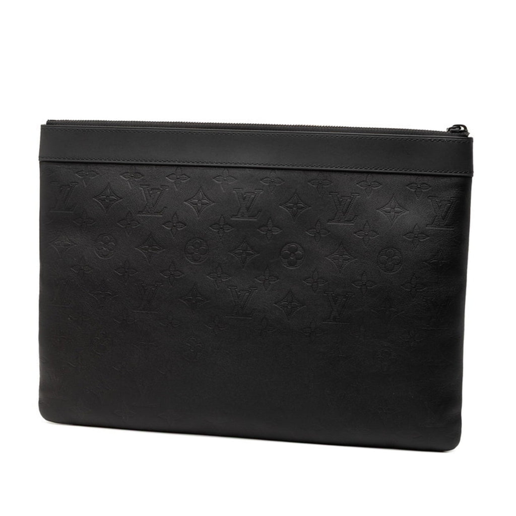 Louis Vuitton Monogram Shadow Pochette Discovery Second Bag/Clutch Bag M62903 Black Noir Leather Men's LOUIS VUITTON