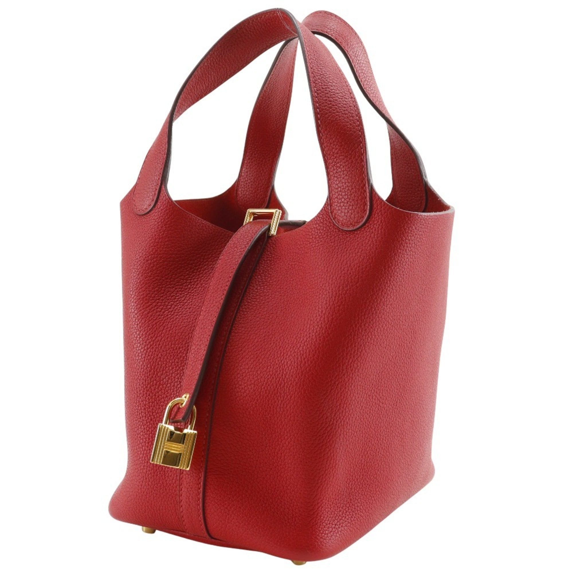 Hermes HERMES Picotin Lock 18 PM Handbag x Taurillon Maurice 2018 Red / C Belt Clasp Loc18K Women's — Like New