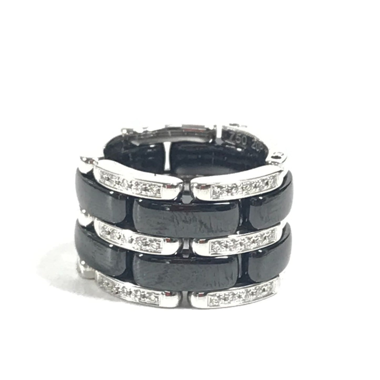 CHANEL Diamond Ultra Jewelry Accessory Ring, WG750 Ceramic, Silver, Women's