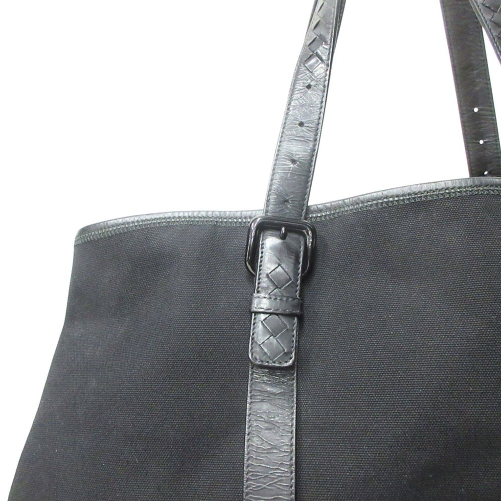 BOTTEGA VENETA Vernice Intreccia Tote Bag in Leather and Canvas, Black, for Men Women