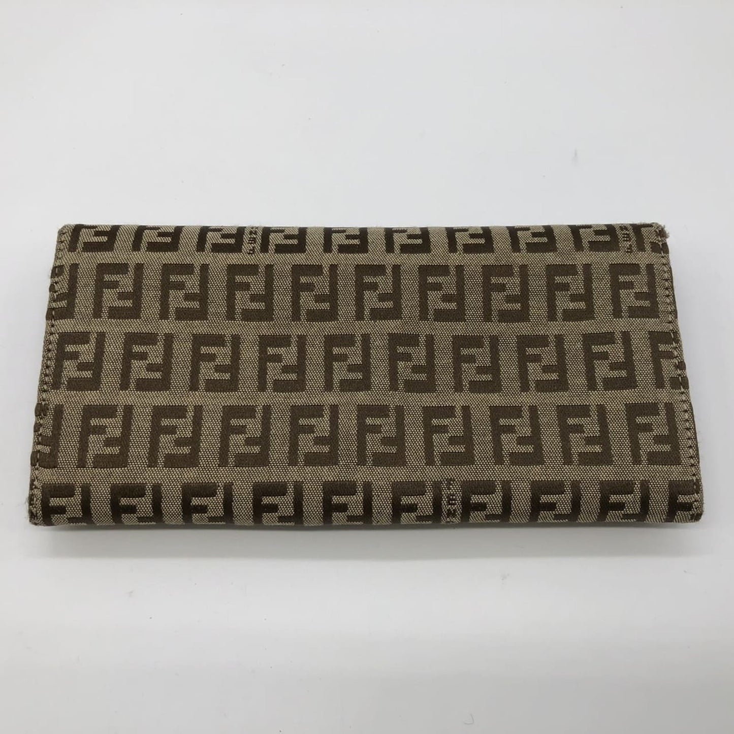 FENDI Zucchino Long Wallet Canvas Beige Brown Women's Men's