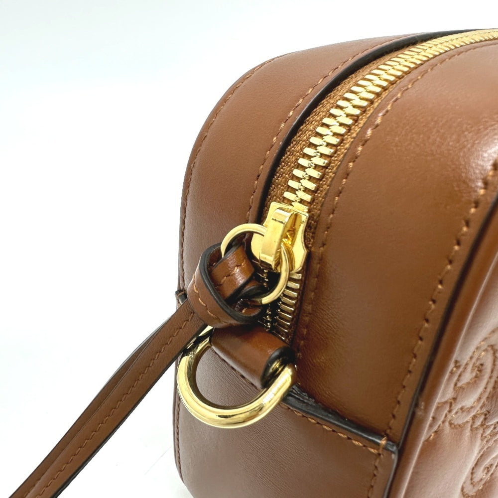 GUCCI 702234 GG Matelasse Double G Small Crossbody Shoulder Bag Leather Women's Brown E-240918-4 — New - Store Return