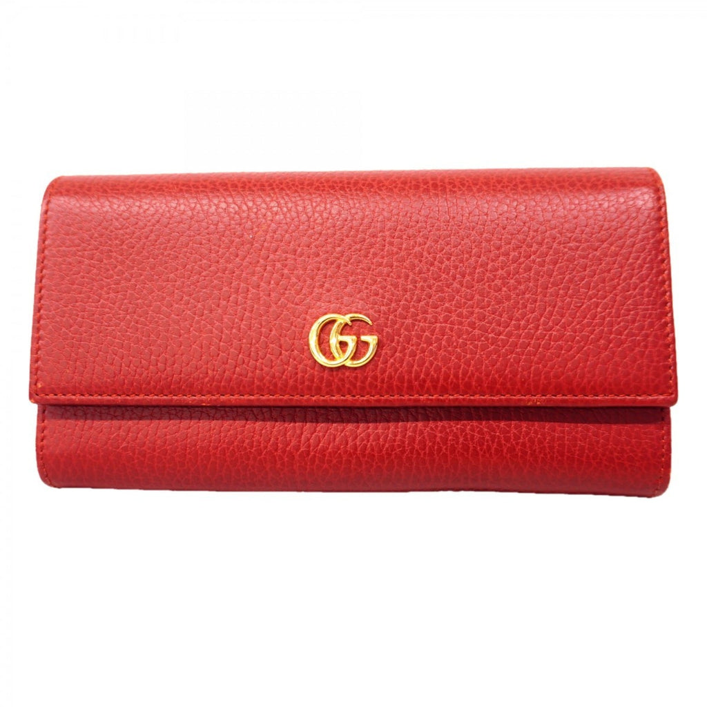 Gucci GG Marmont Long Wallet 456116 Leather Red Women's