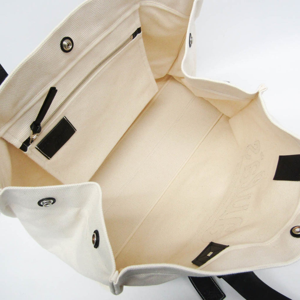 Loewe Paula's Ibiza Women,Men Canvas,Leather Tote Bag Black,Off-white — Like New