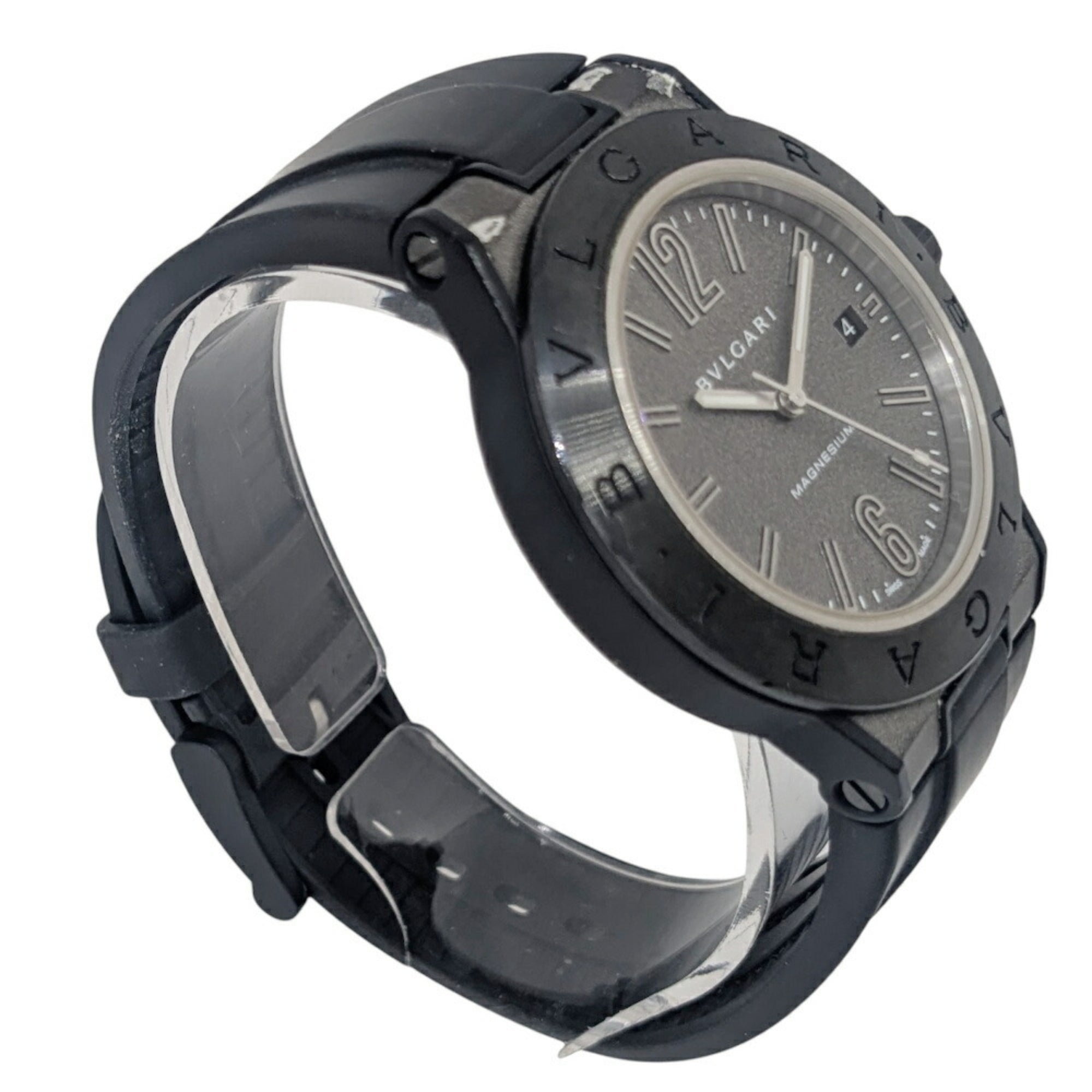 BVLGARI Diagono Magnesium Date Ceramic Gray Dial Rubber Black Automatic Men's Watch DG41SMC — Good