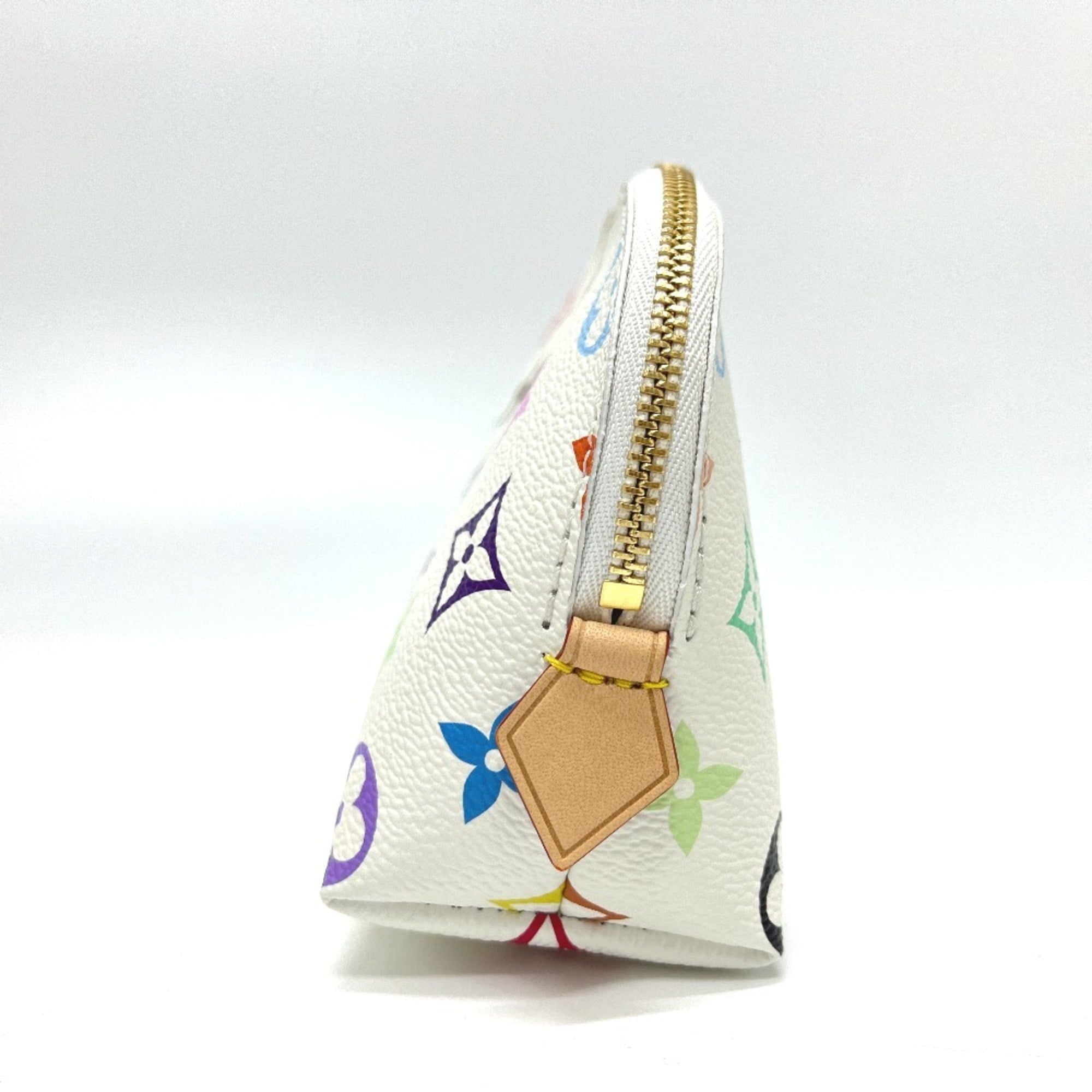 LOUIS VUITTON M13744 LV × TM Takashi Murakami Collaboration Pochette Cosmetic PM Handbag Pouch Accessory Case Makeup Monogram Multicolor Canvas Women's Blanc — New